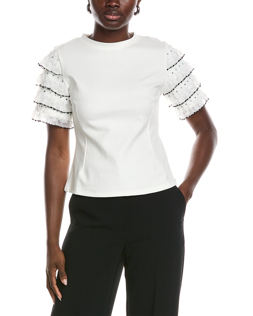 Gracia Round Neckline Tiered Short Sleeve Top