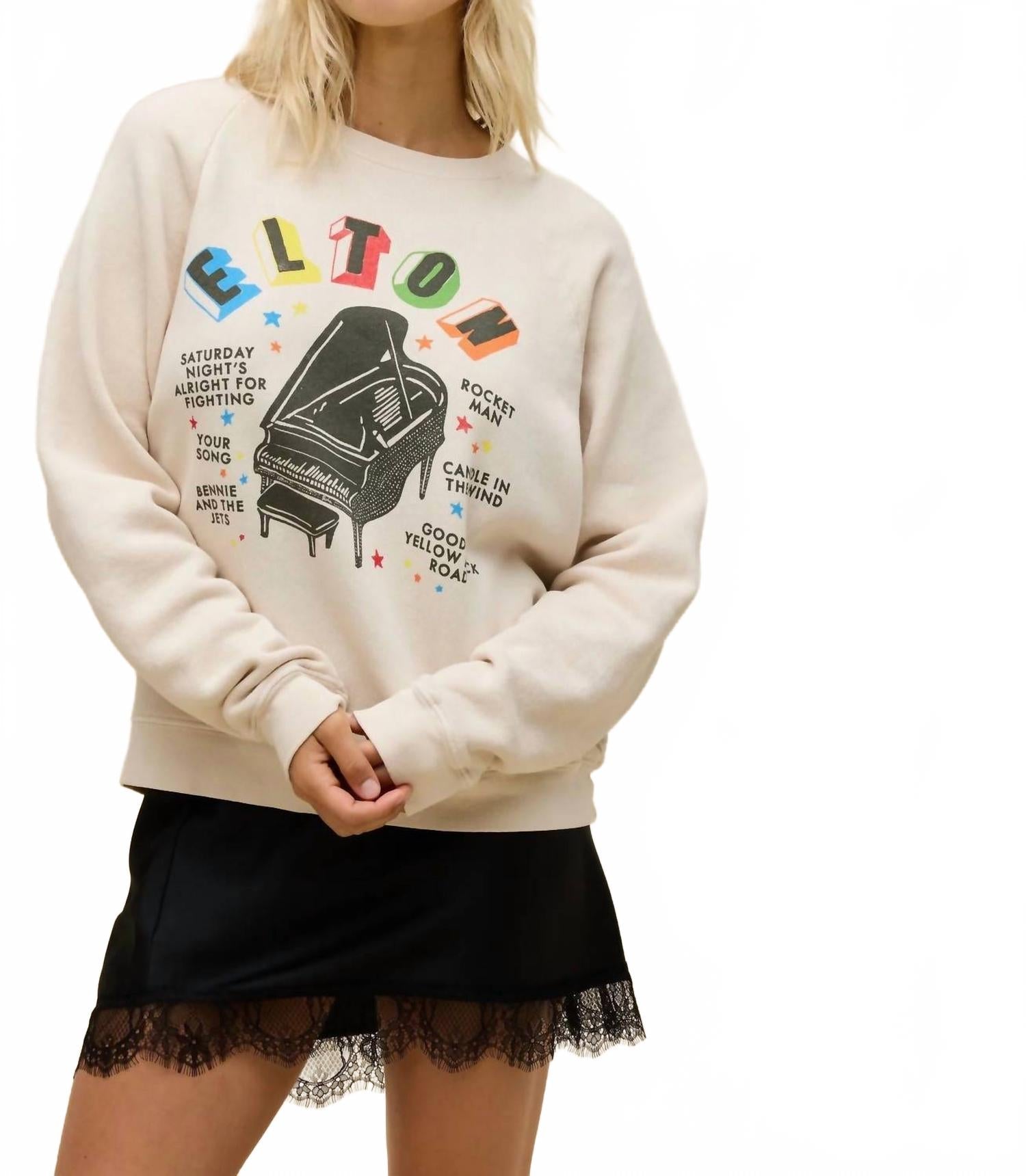 Elton John Vintage Sweatshirt In Rainbow Piano