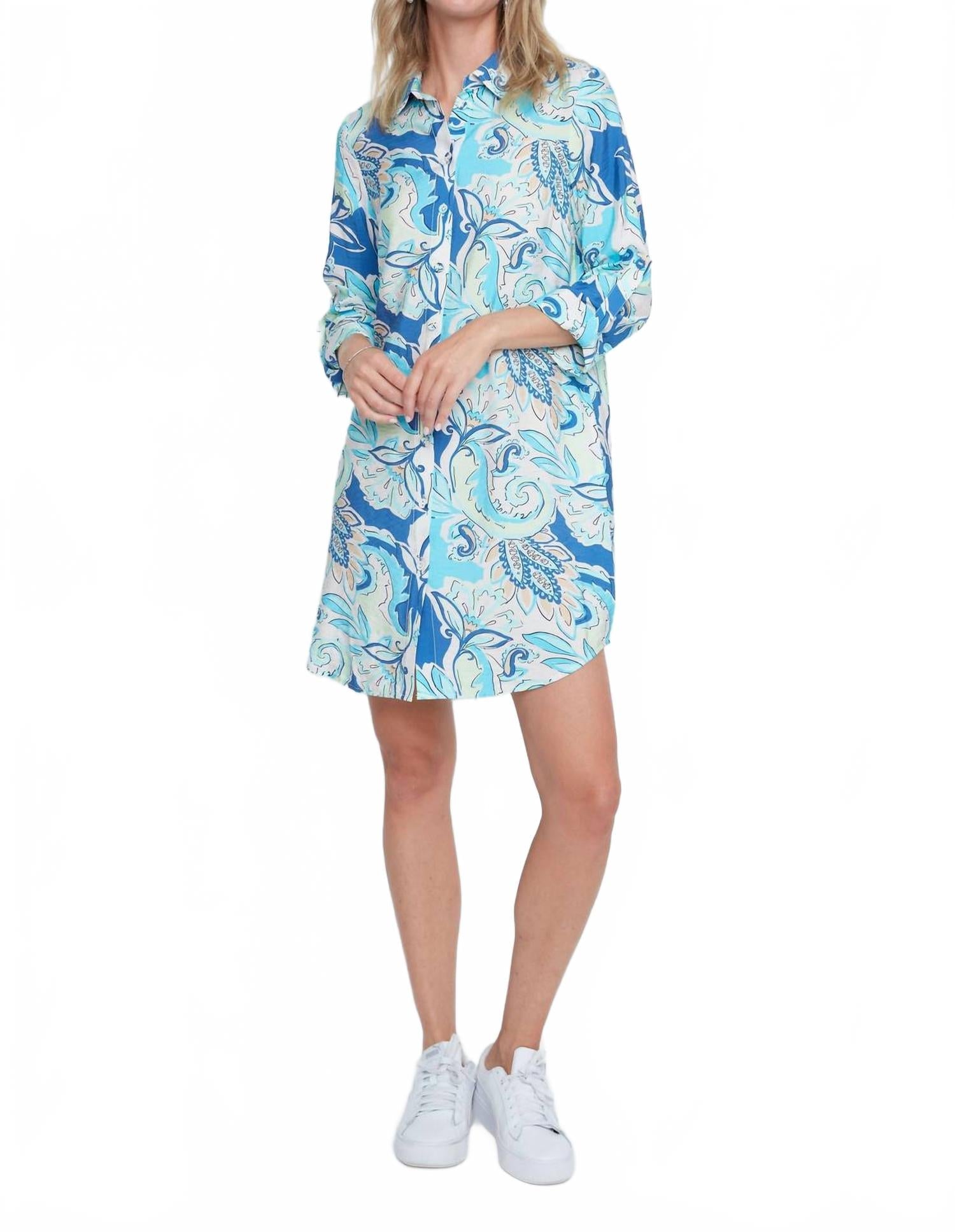Paisley Breeze Shirt Dress In Coastal Blue
