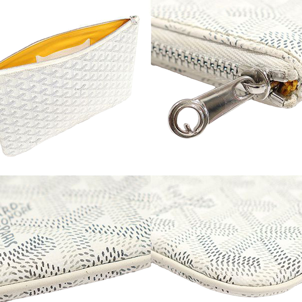 Goyard White Goyardine Canvas Senat Mm Clutch