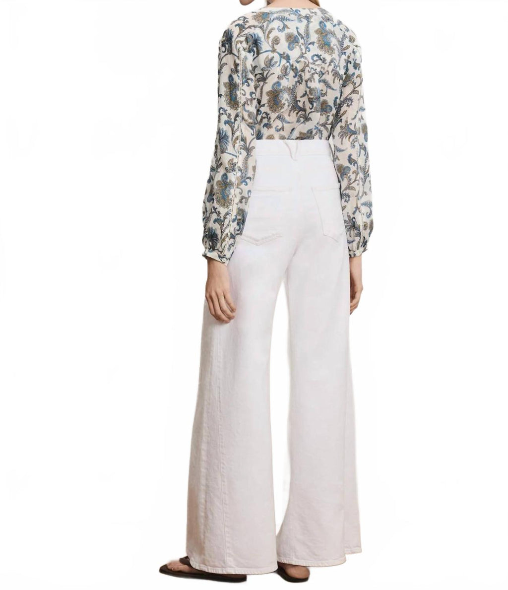 Vicki Wide Leg Denim Jeans In White