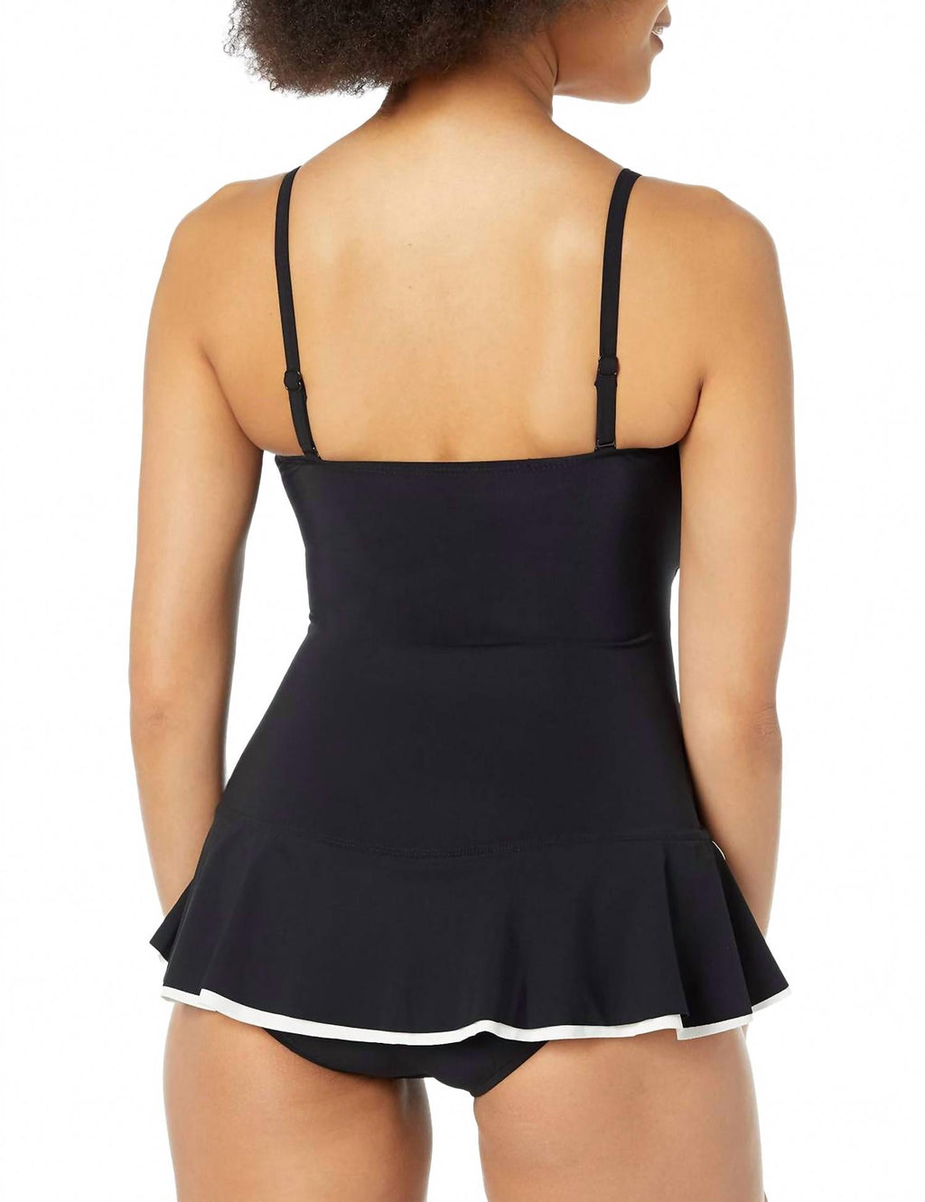 Belle Curve Bandeau Swimsuit Dress In Black/white