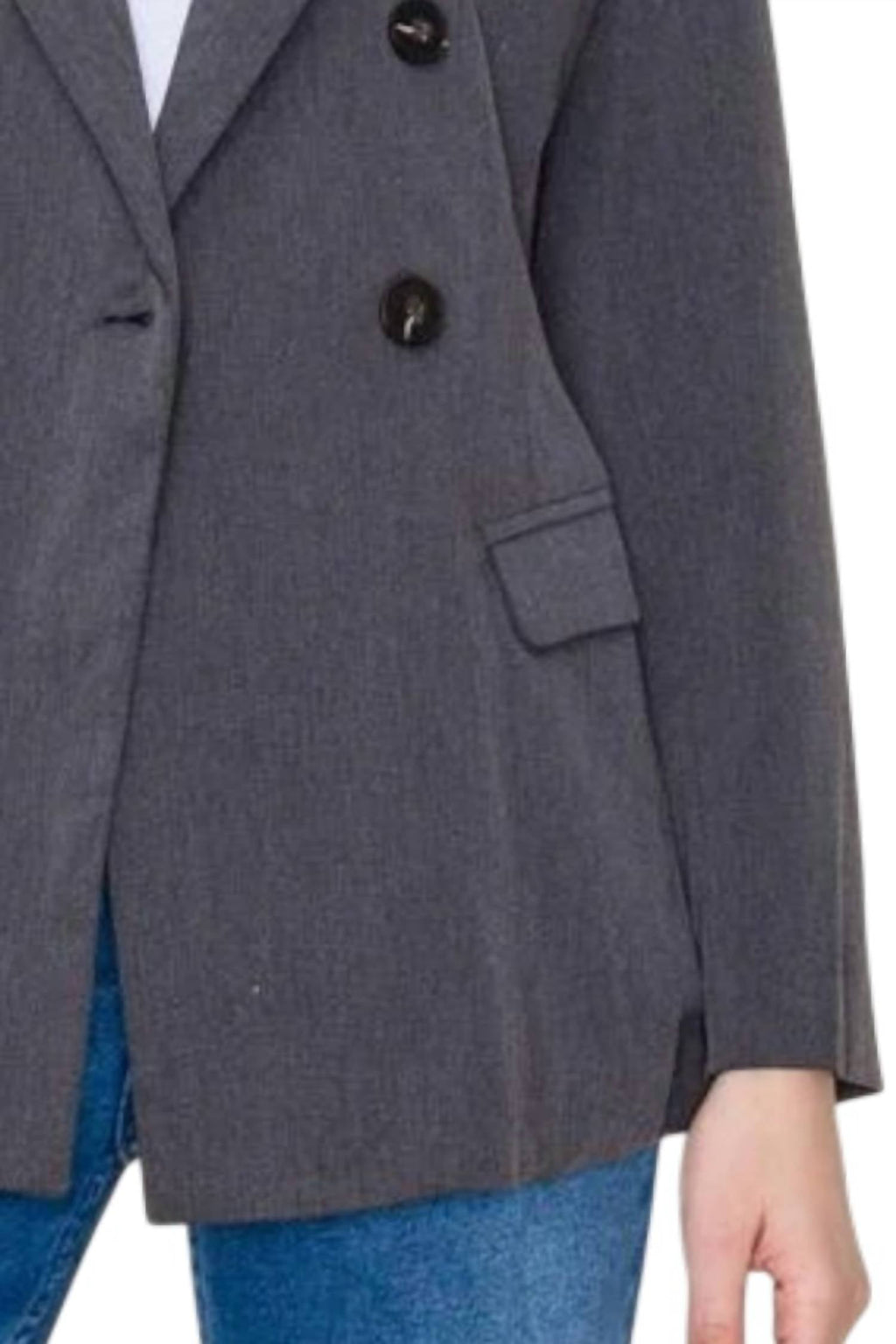 Tailored Loose Fit Lined Blazer In Charcoal