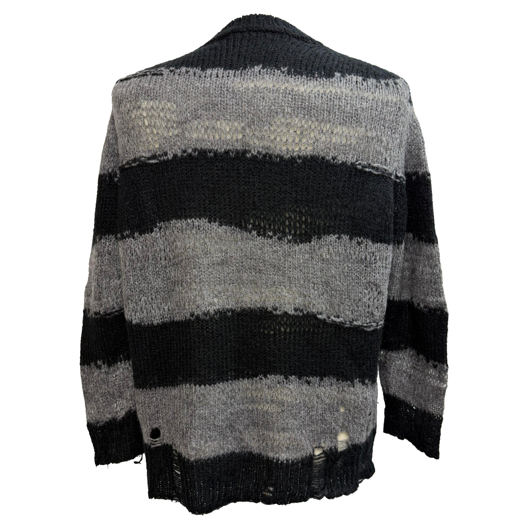 Acne Studios Striped Distressed Sweater in Grey Acrylic