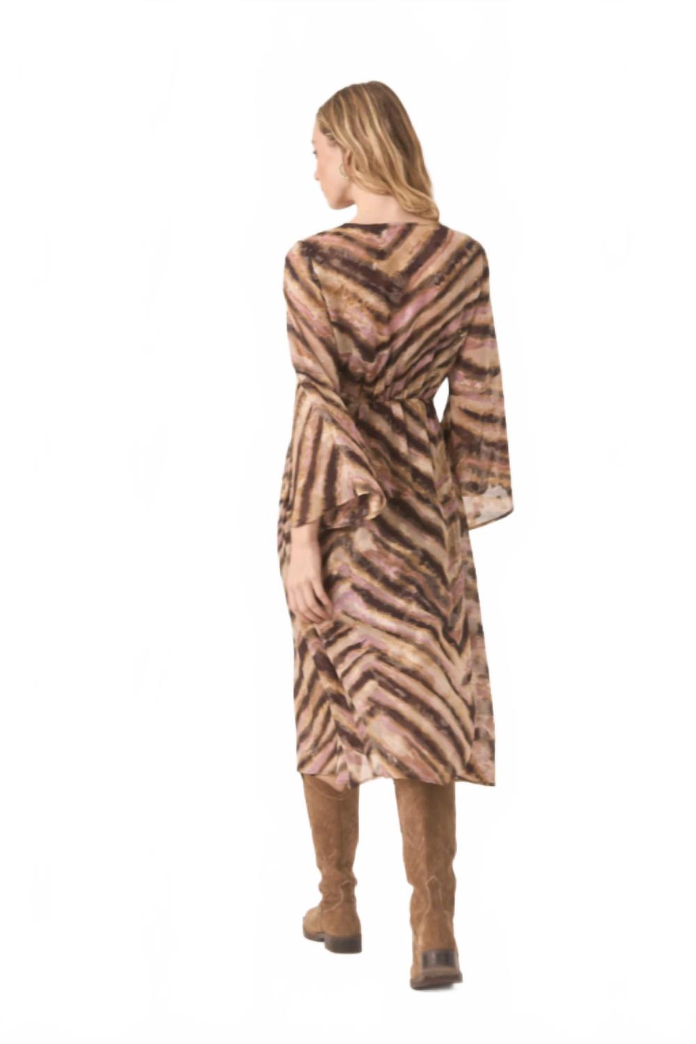 Fluid Tie Waist Wrap Dress In Sand
