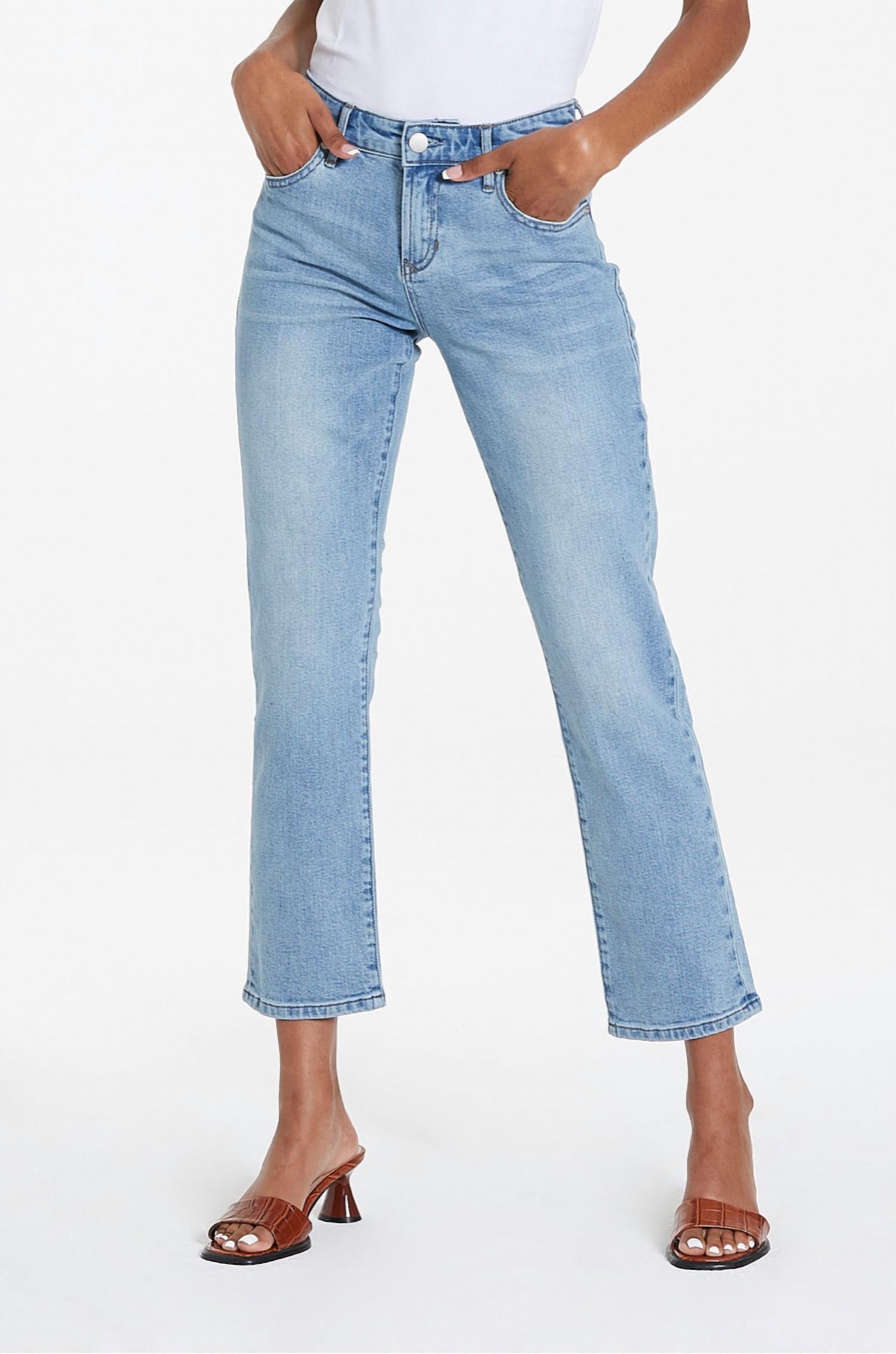 Blaire High Rise Ankle Slim Straight Jean In Urban Bay