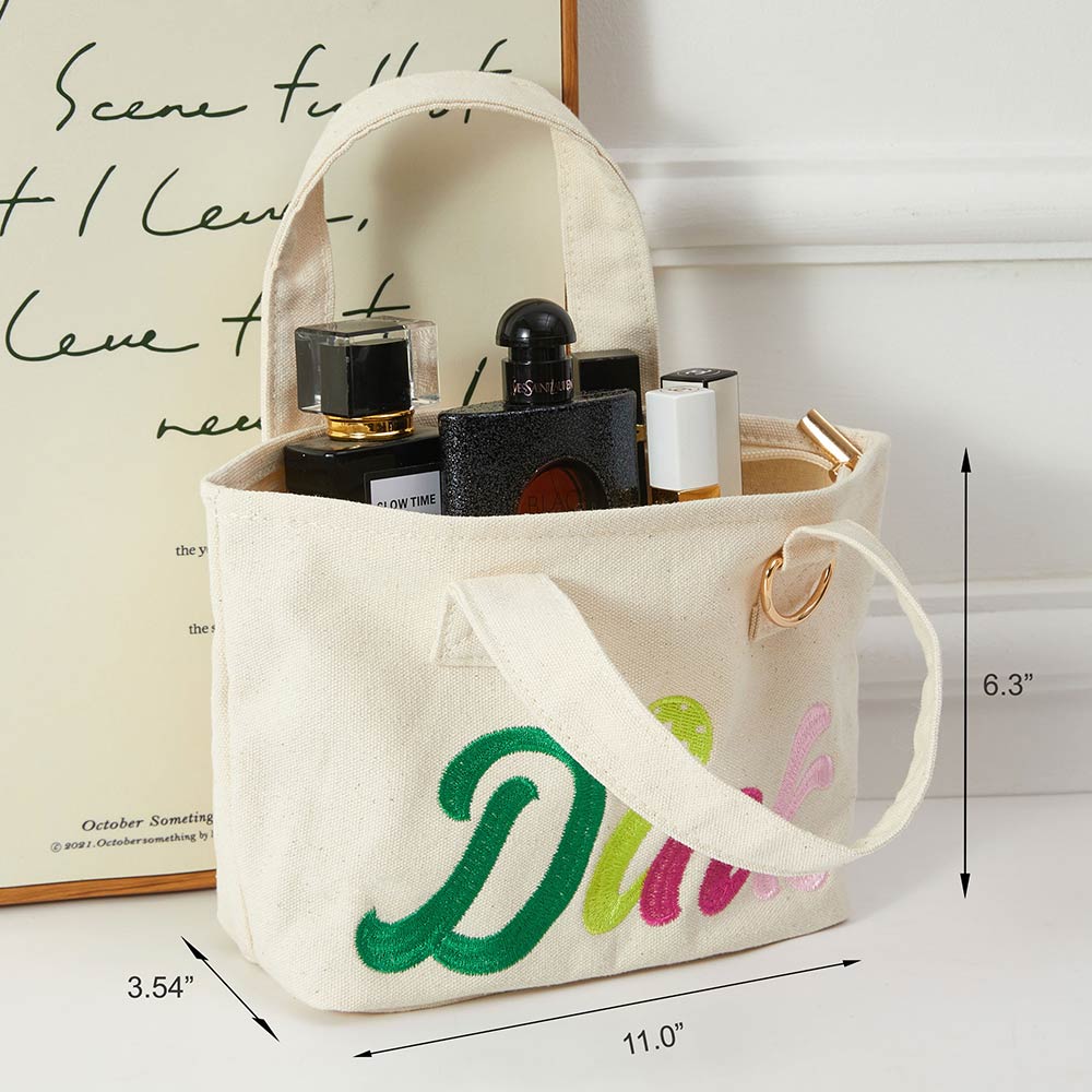 DINK Letter Embroidered Small Canvas Tote Bag