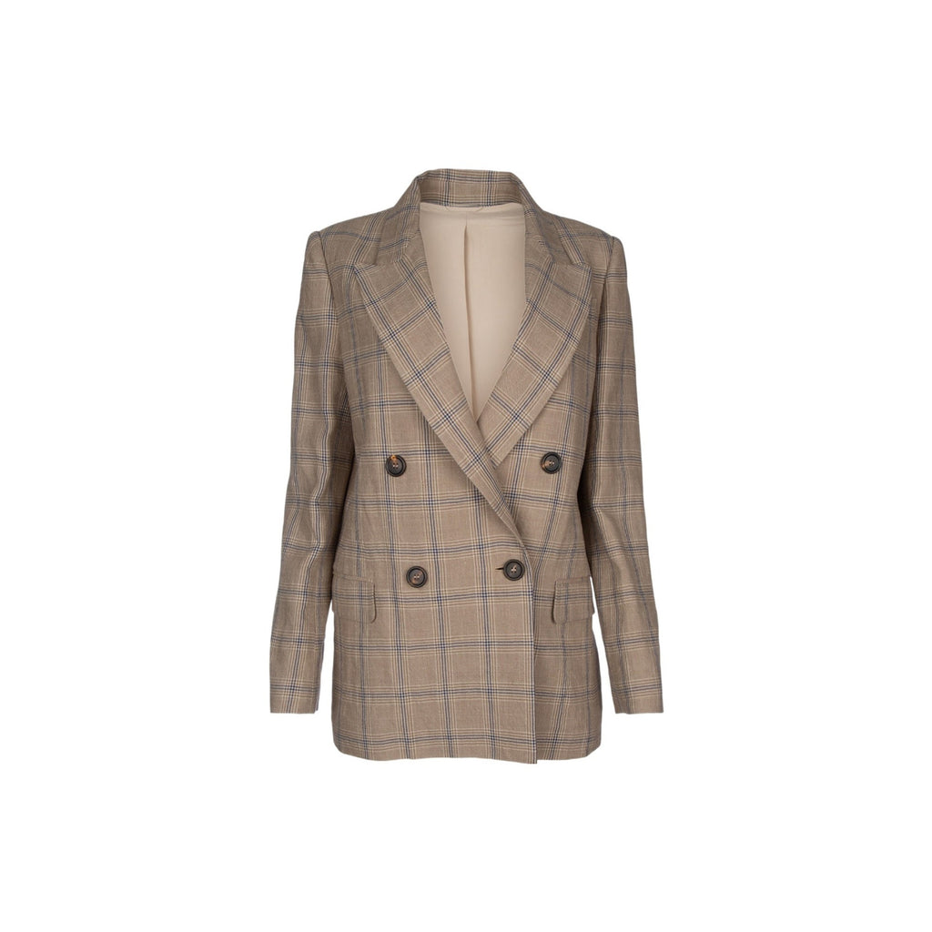 Brunello Cucinelli Prince Of Wales Linen Blazer Women