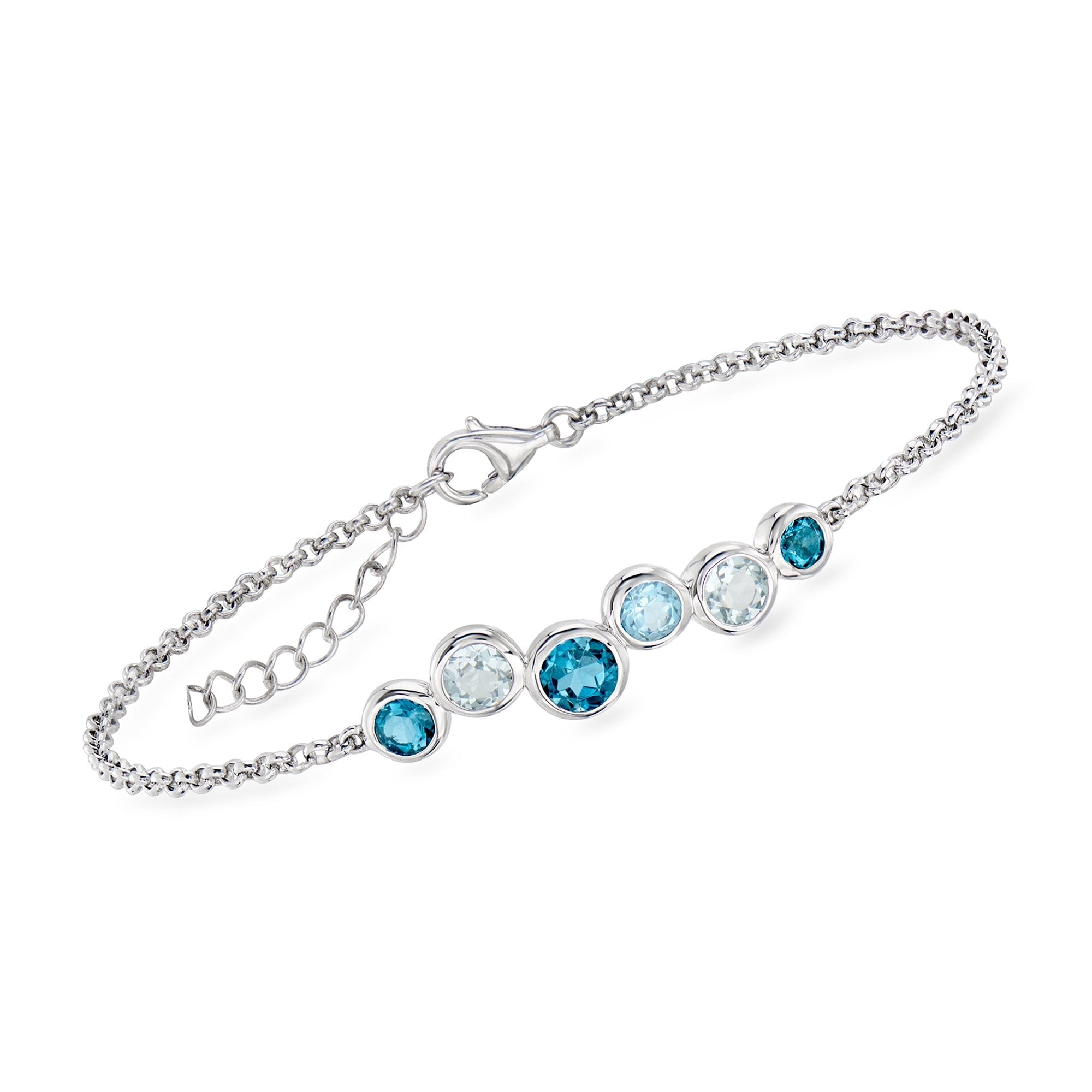 Ross-Simons Tonal Blue Topaz Bubble Bracelet in Sterling Silver