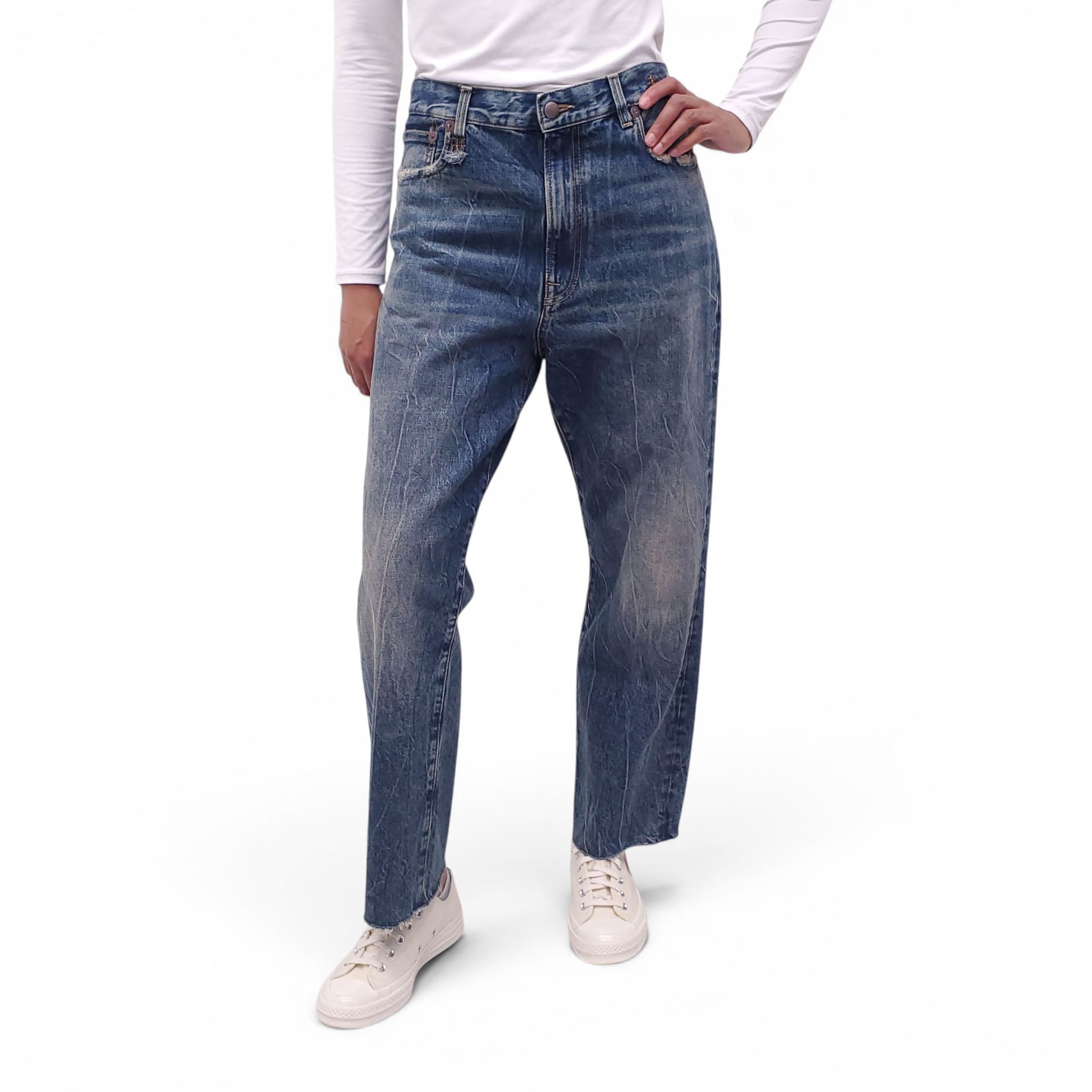 R13 DARK WASH 'BOYFRIEND' JEANS - SIZE 30