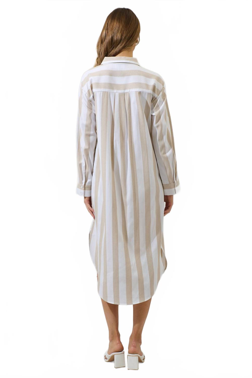 Jordy Stripe Dress In Tan-White