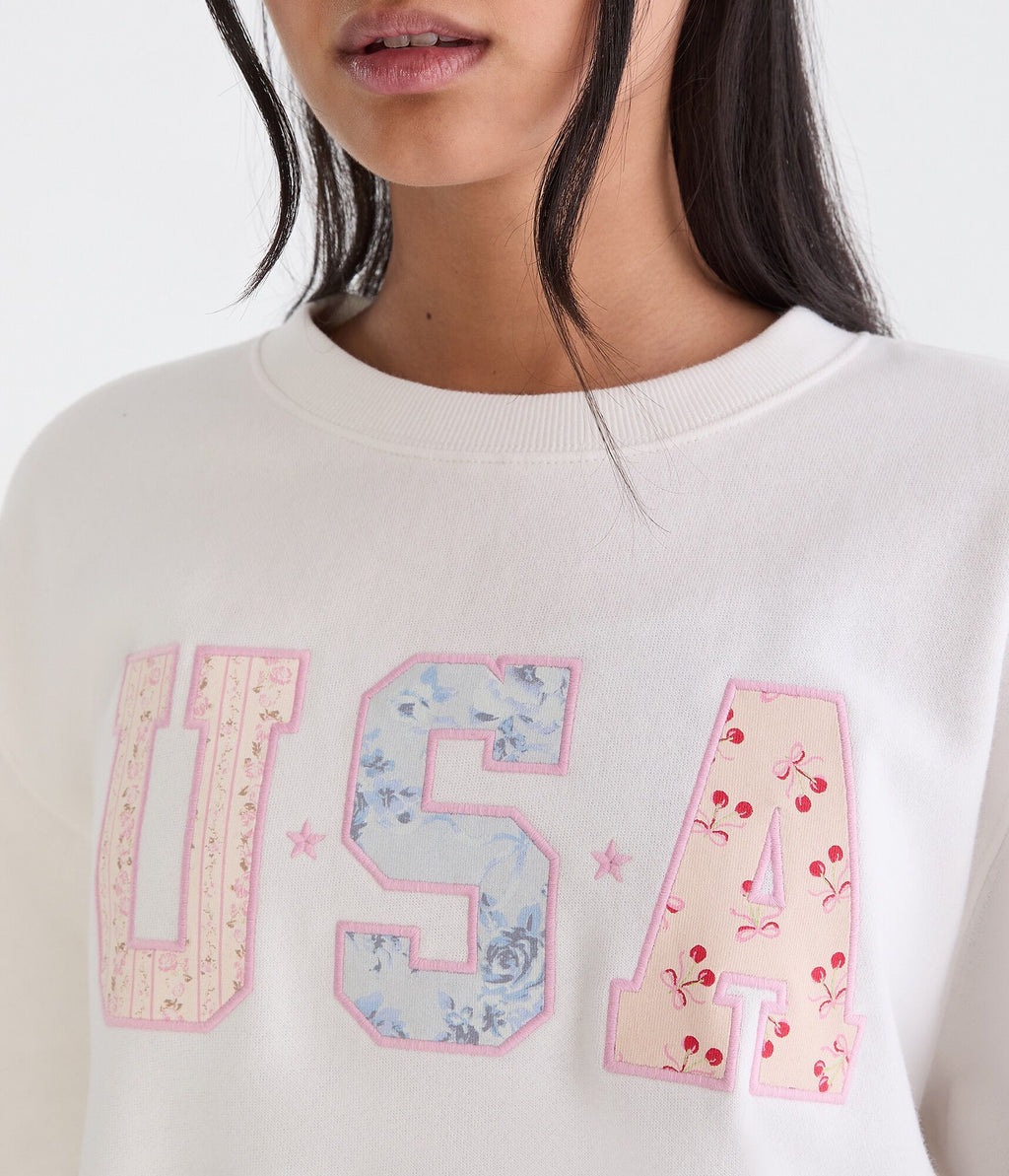 Aeropostale Cloud Soft Usa Oversized Crew Sweatshirt