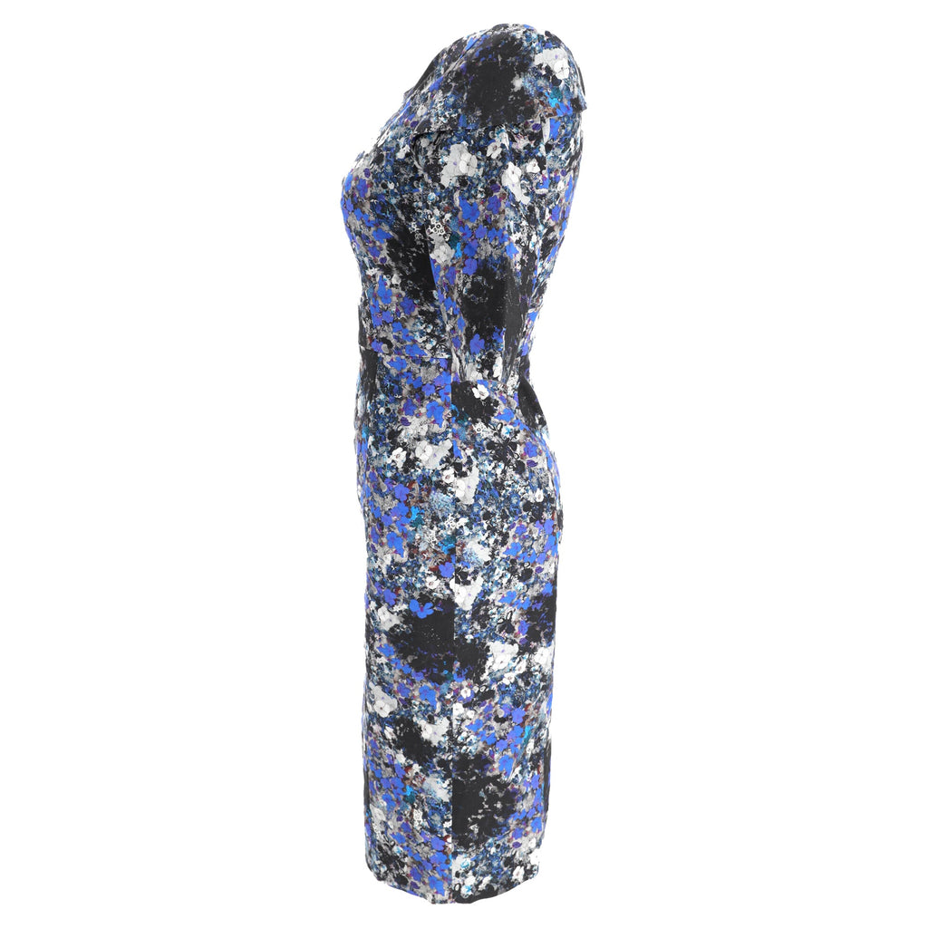 Erdem Floral Print Midi Dress in Blue Viscose