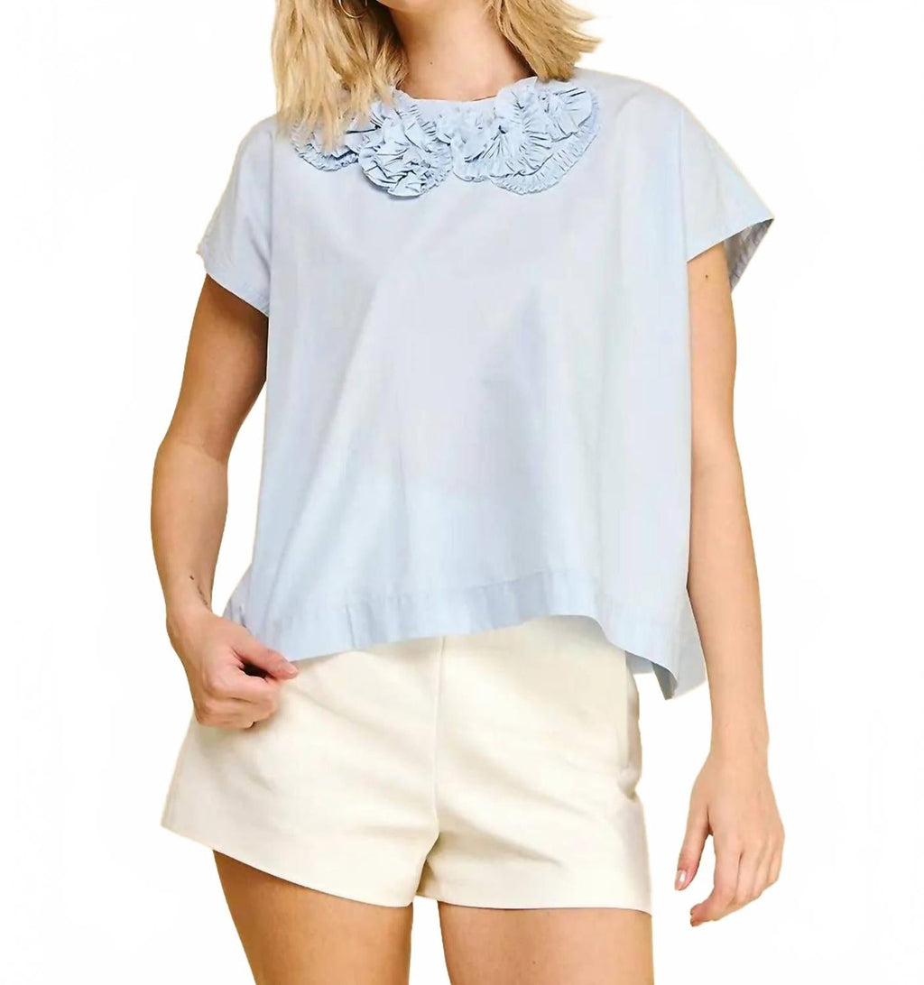 Floral Embroidered Detail Blouse In Blue