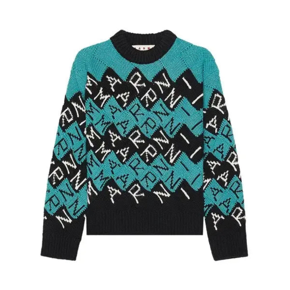Marni 3D Blocks Logo Knit Wool Sweater - Black