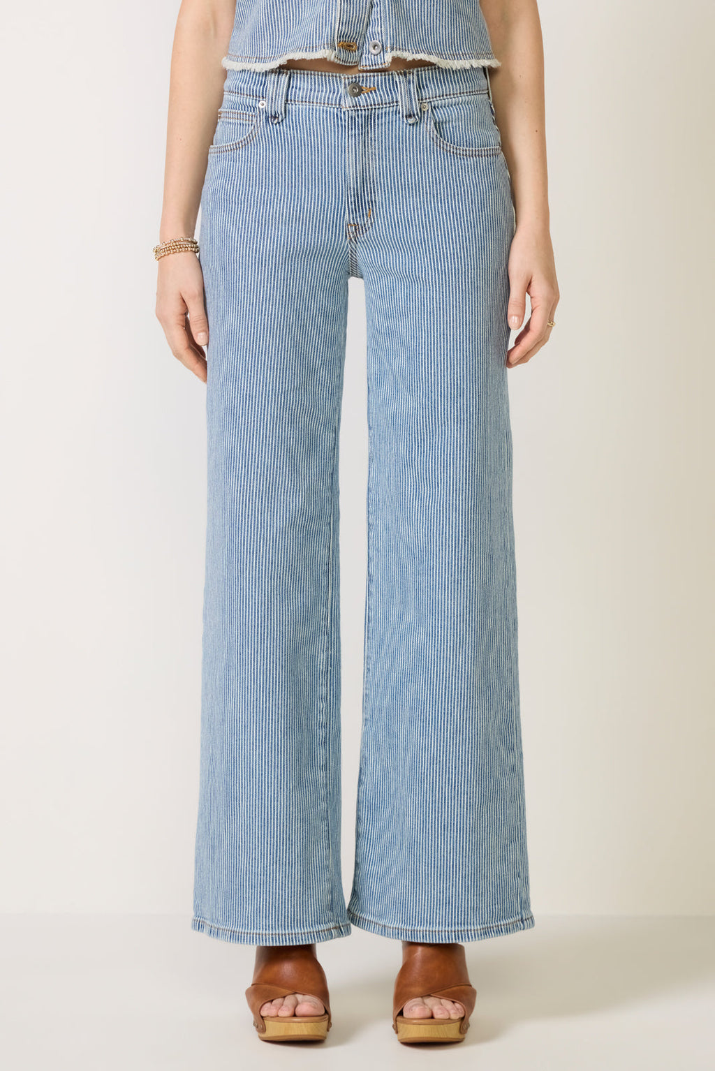 Women's Railroad Stripe Wide Leg Jean