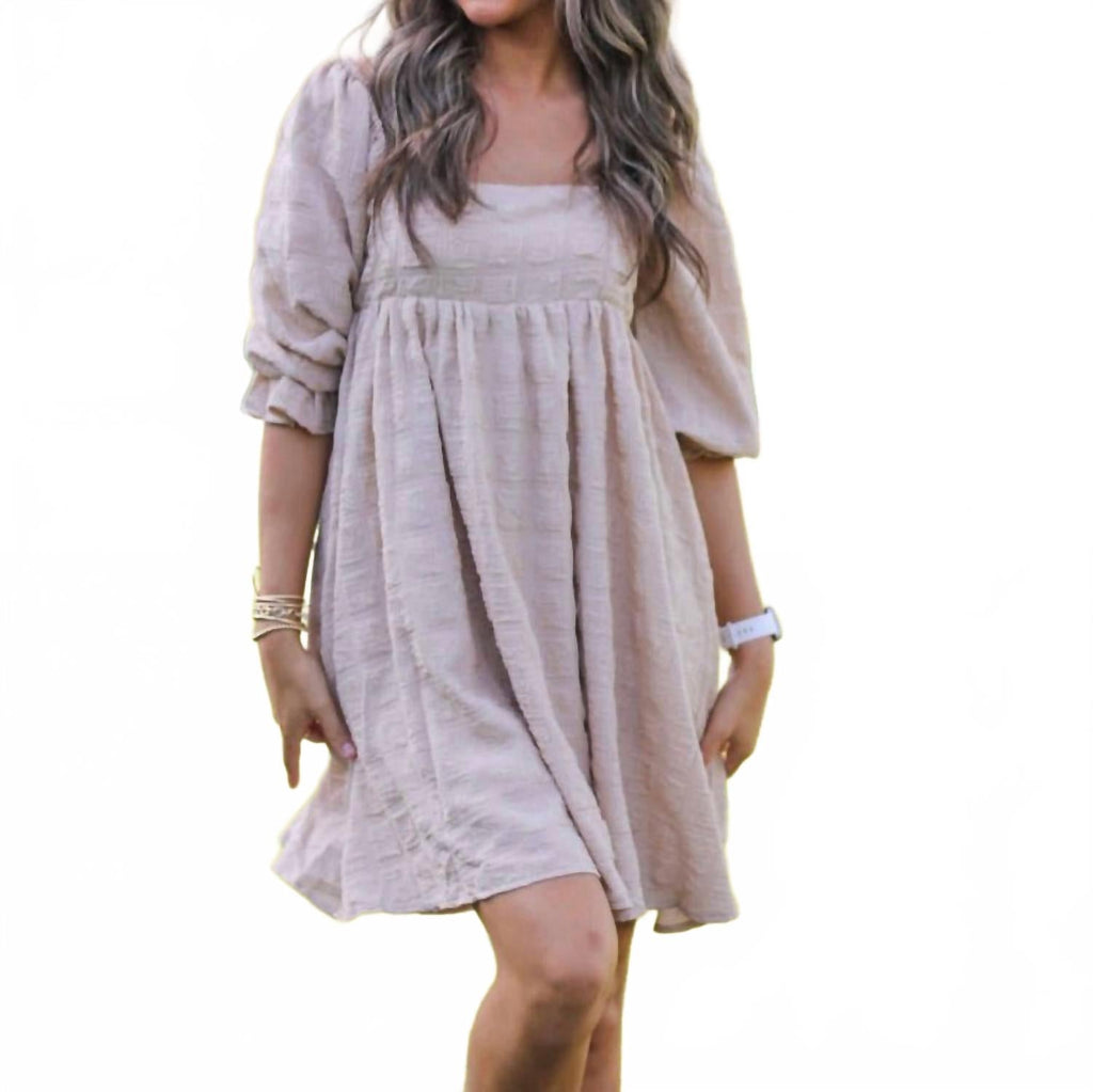 Latte Babydoll Dress In Beige