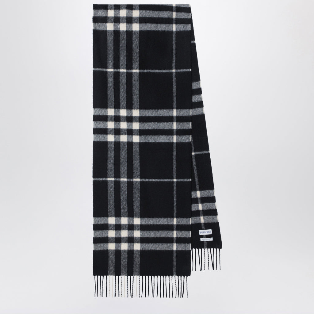 Burberry Black Check Cashmere Scarf Men