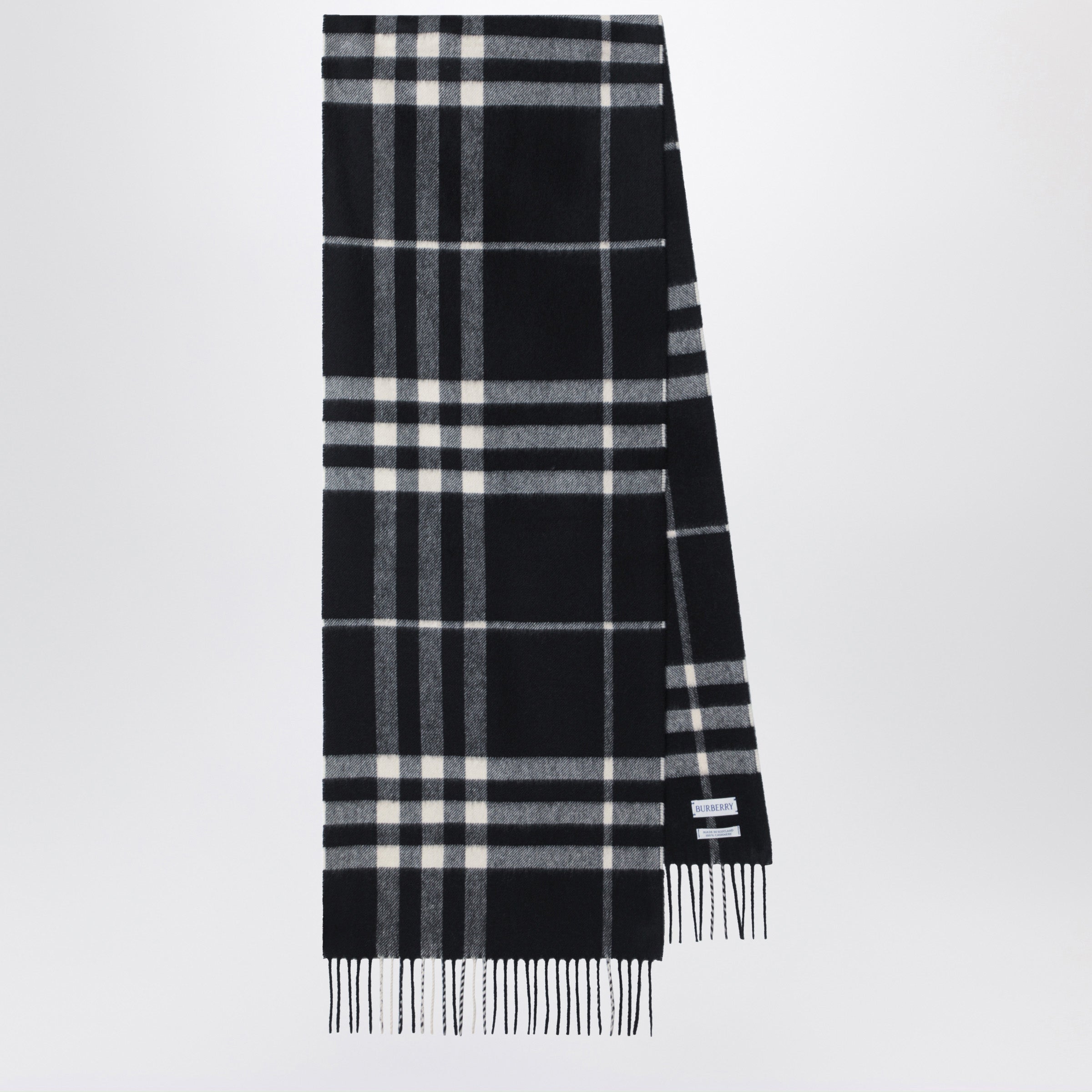 Burberry Black Check Cashmere Scarf Men