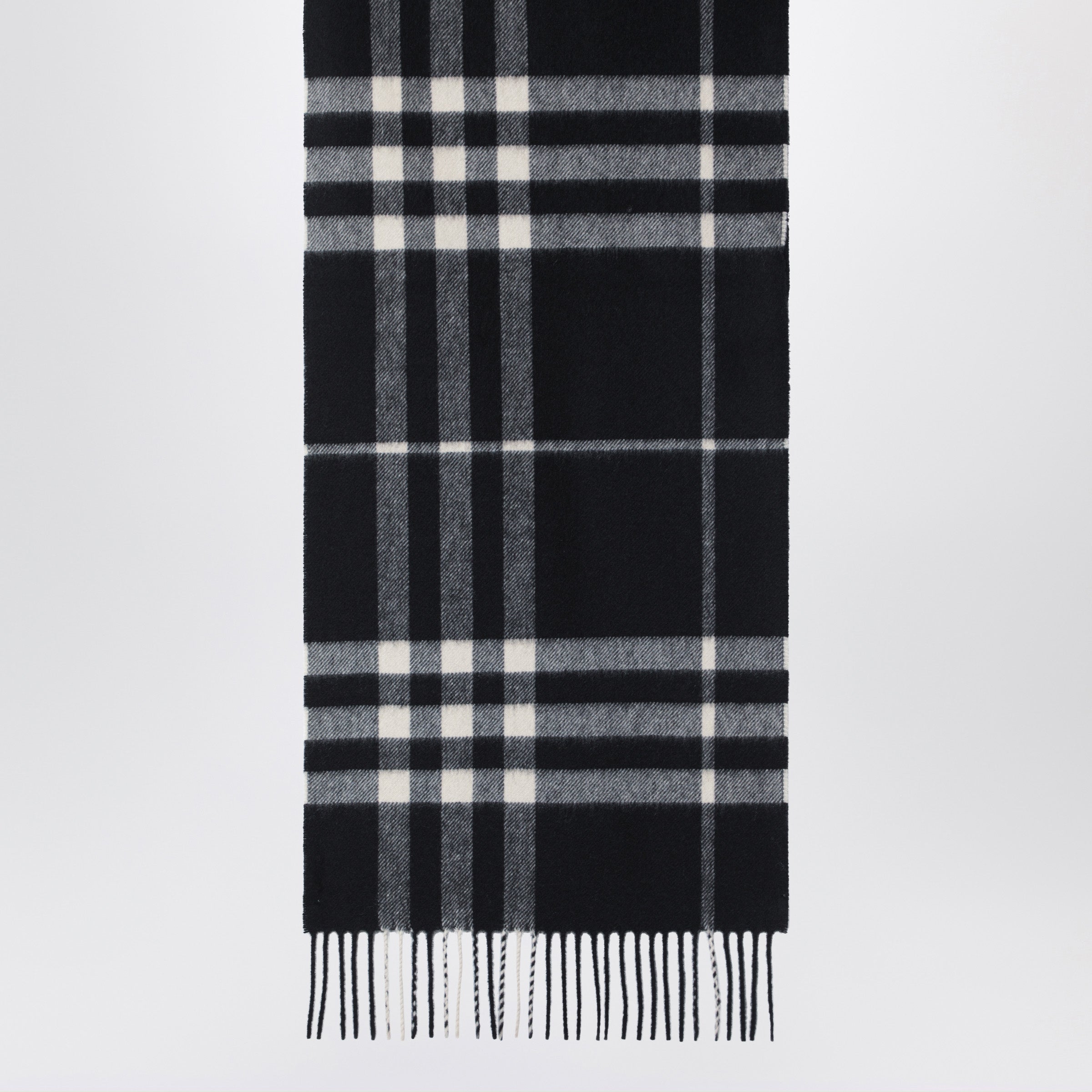 Burberry Black Check Cashmere Scarf Men