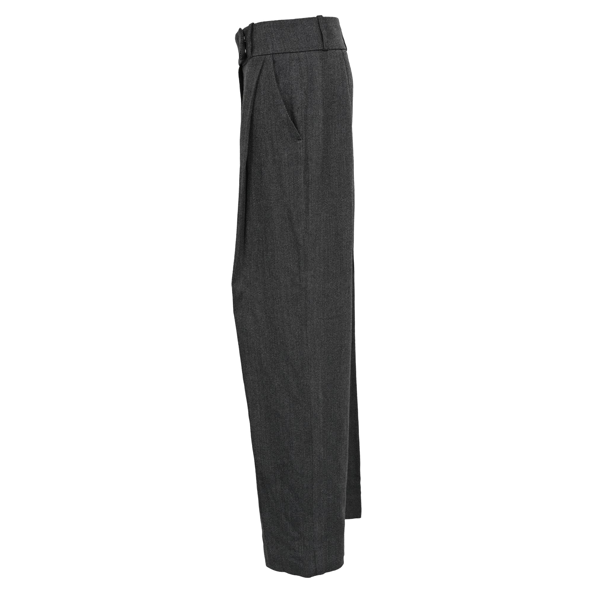 Totême Deep Pleat Trouser Wide Leg Pants in Grey Wool