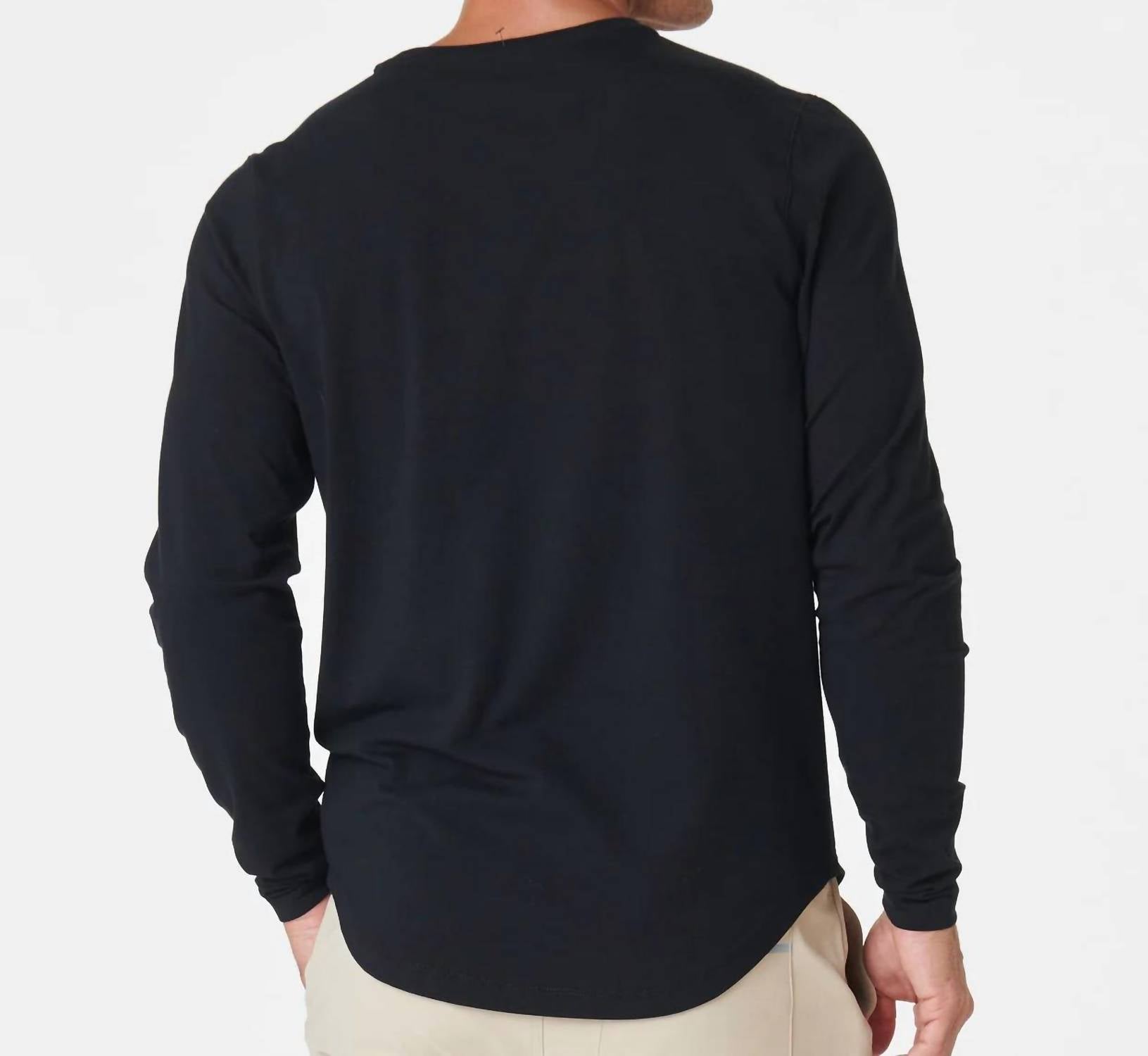 Aviation Curved Hem Long Sleeve Tee In Black