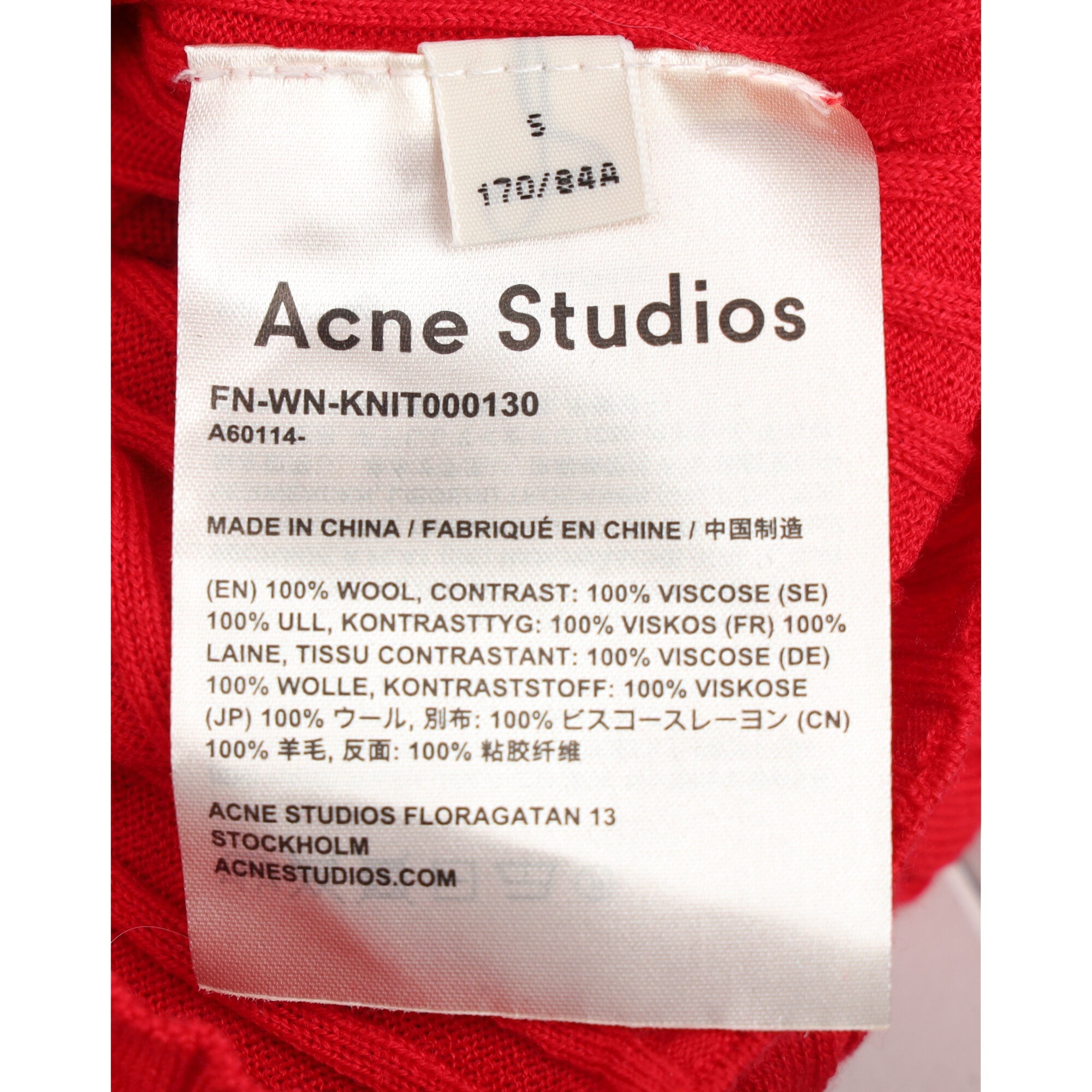 Acne Studios Ribbed-Knit Sweater in Red Wool