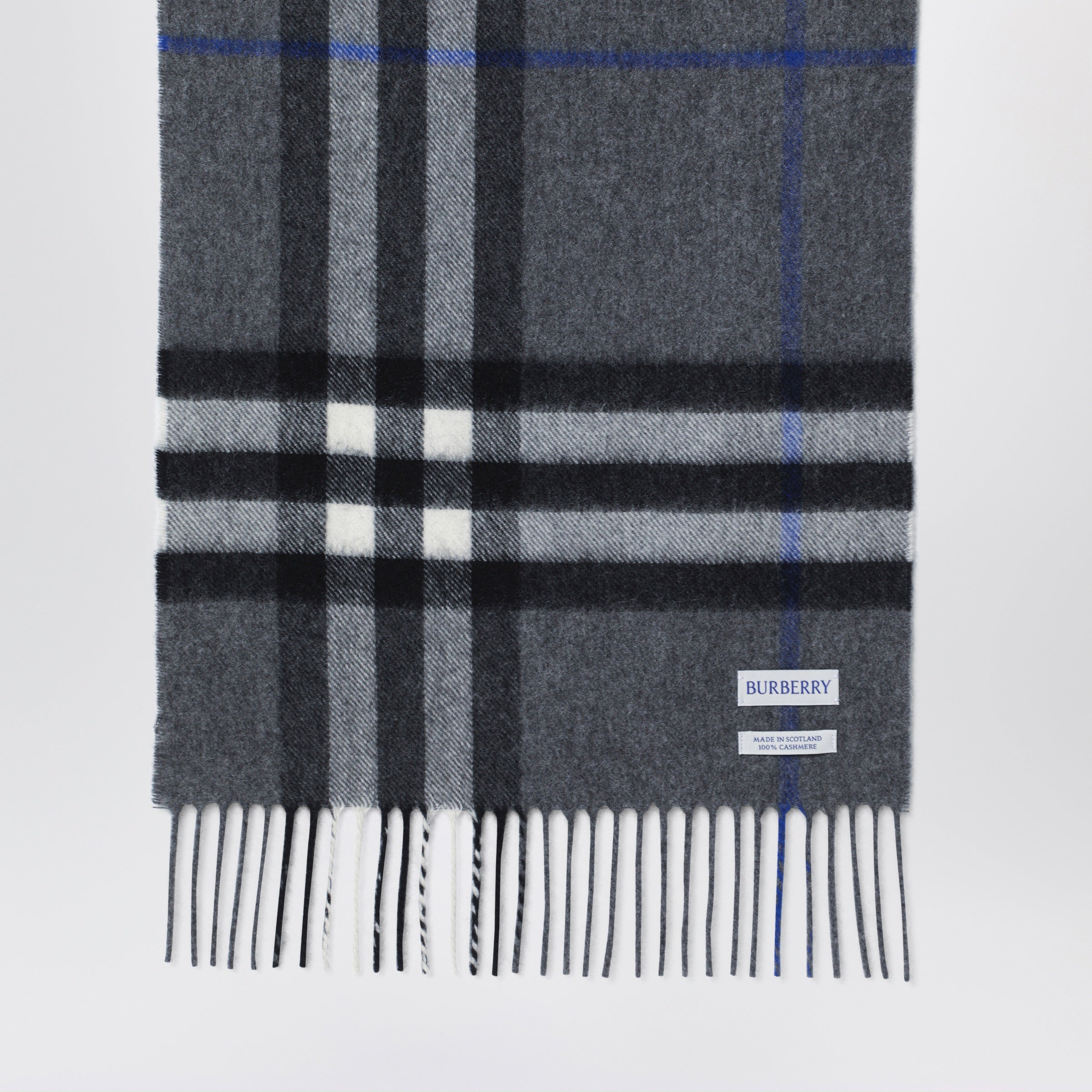 Burberry Check Cashmere Scarf In Marlborough Grey Men