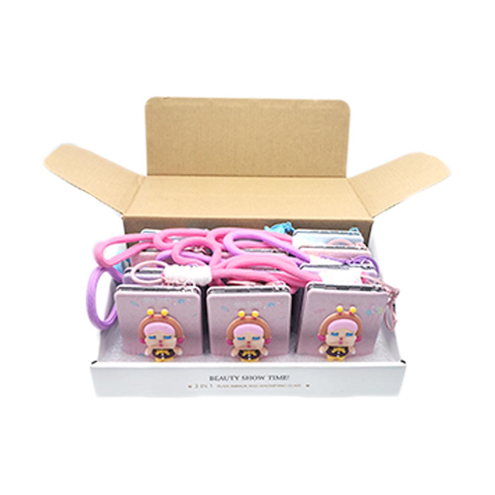 12PCS - Cute Cartoon Character Bag Charm Keychain Cosmetic Mirrors