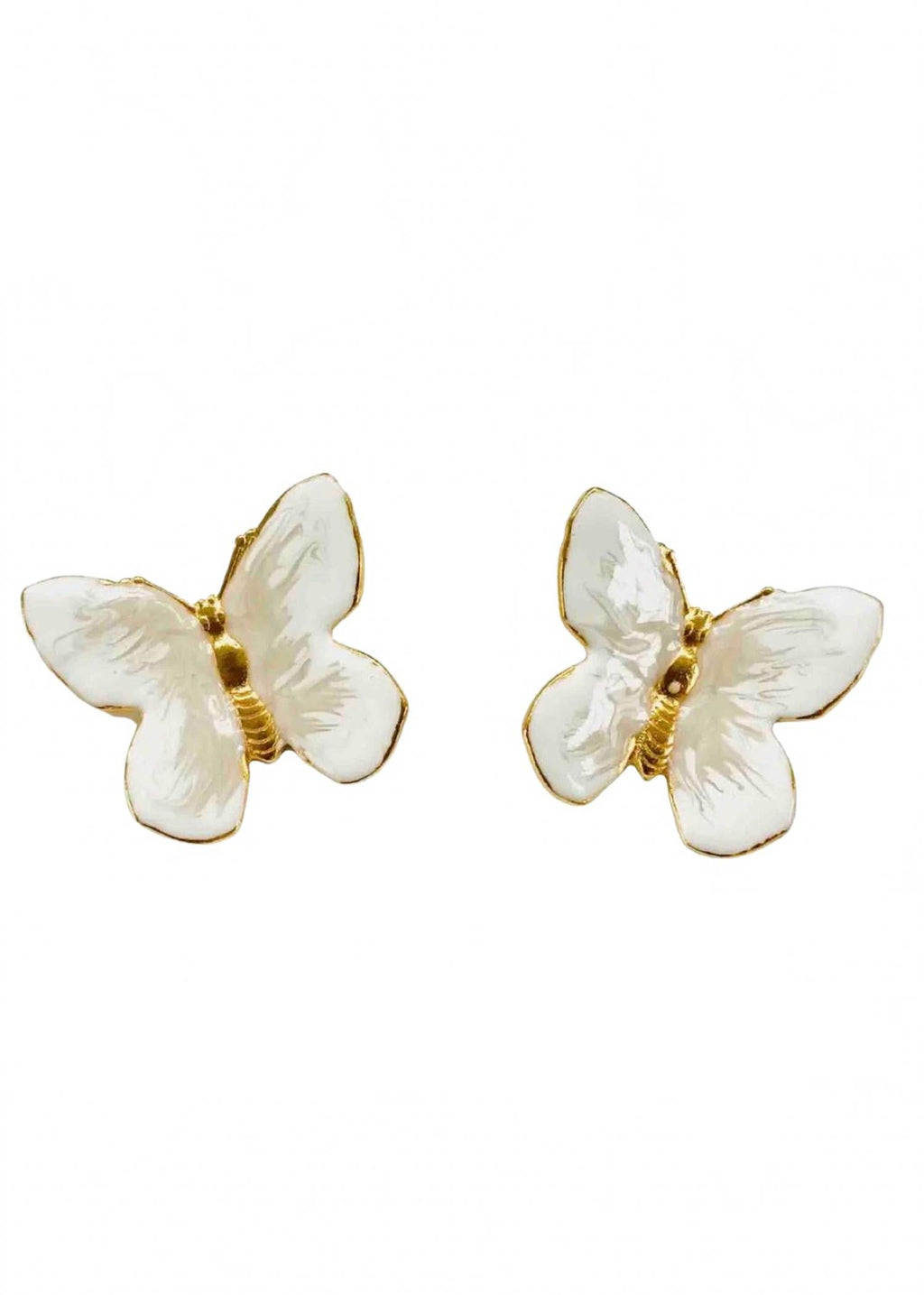 Women's Glassine Butterfly Earrings In White Pearl