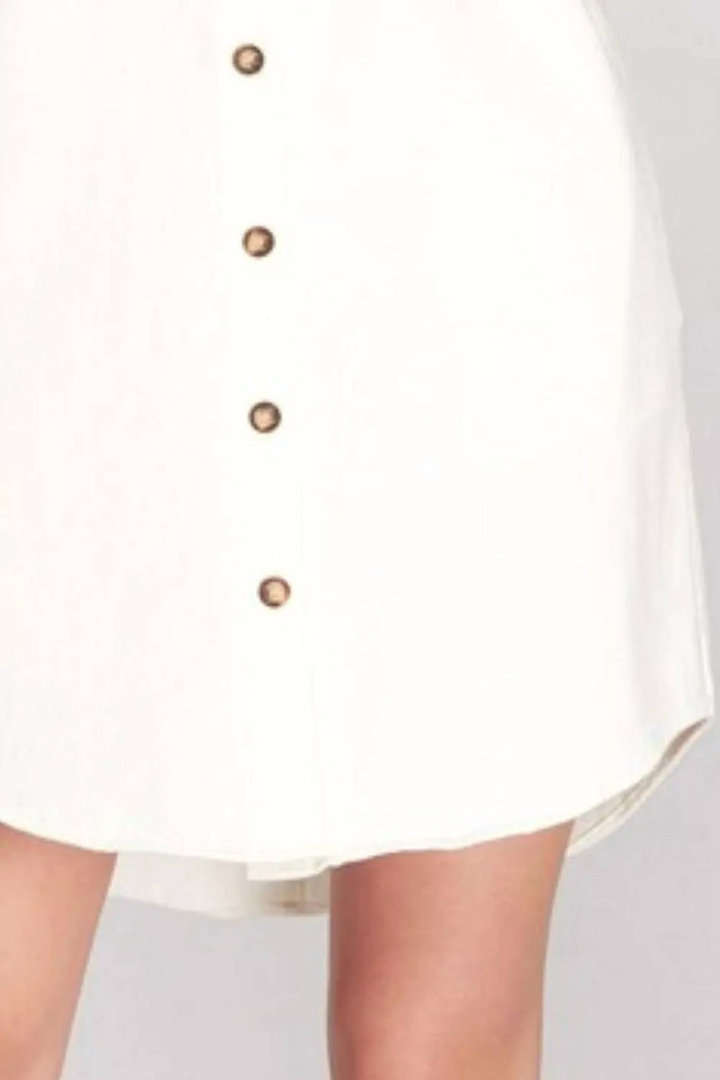 Folded Cuff Button Down Dress In Off White