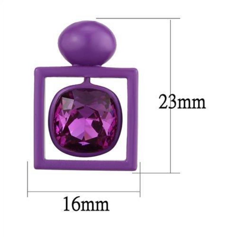 No Plating Stainless Steel Earrings with Top Grade Crystal in Fuchsia