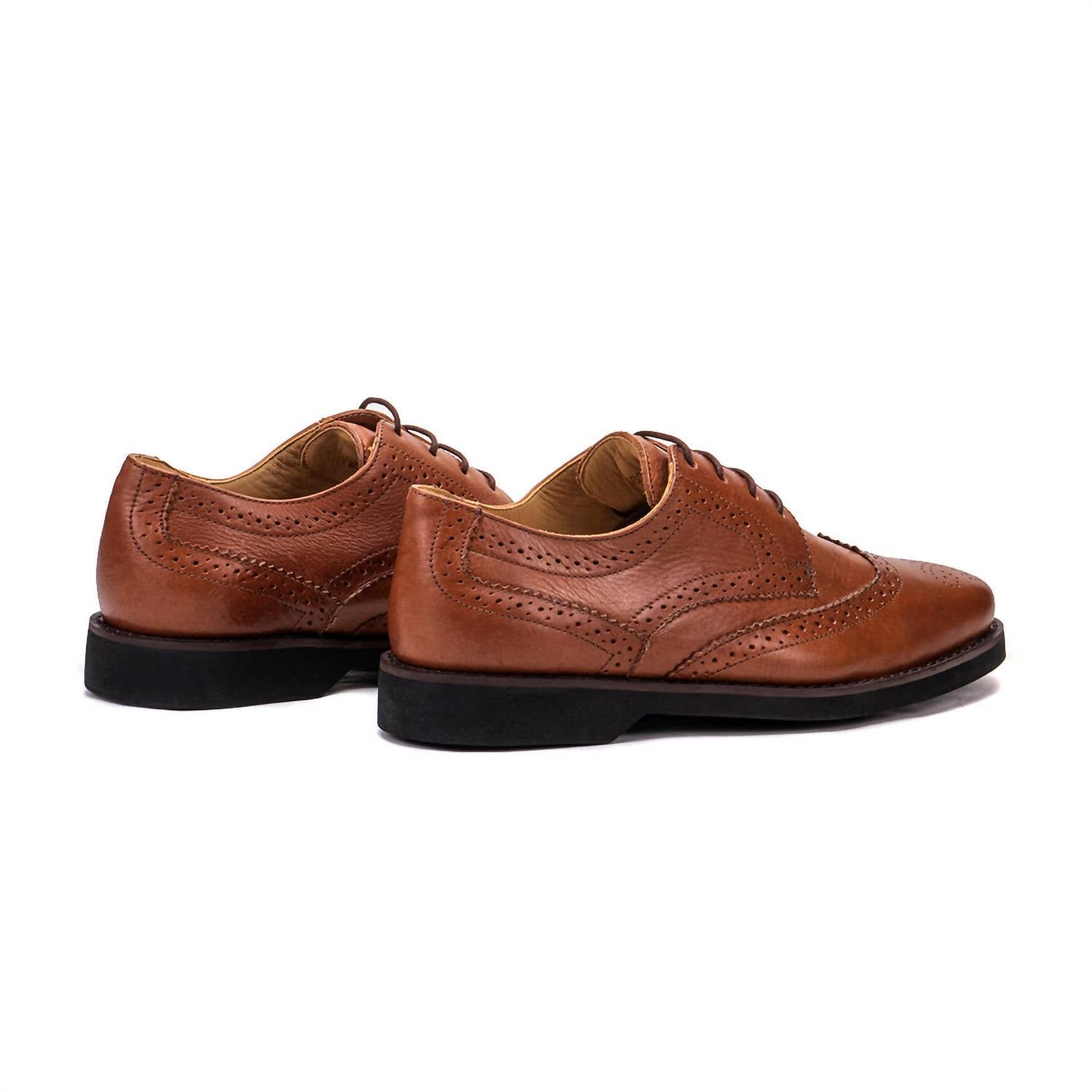 Men's Santiago Leather Derby Shoes In Conservative Cognac