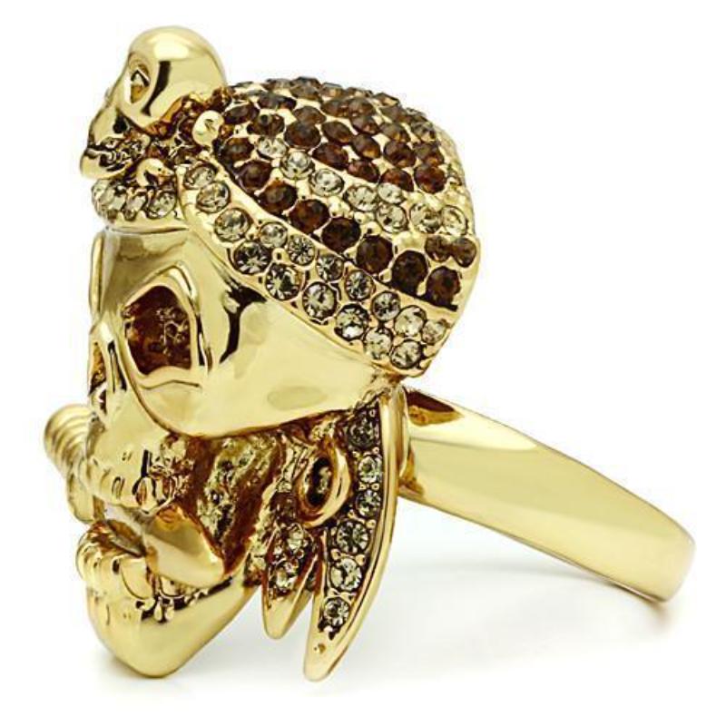 Gold White Metal Ring with Top Grade Crystal in Smoked Quartz