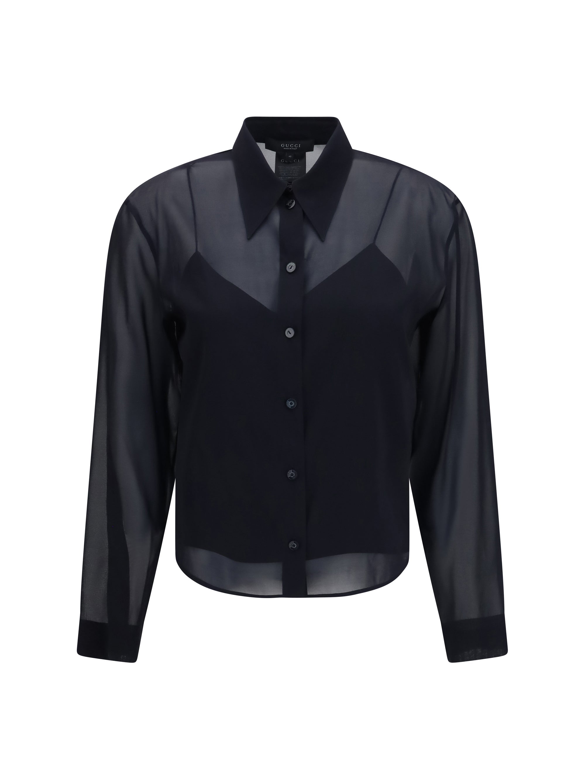Gucci Women Stretch Silk Chiffon Shirt
