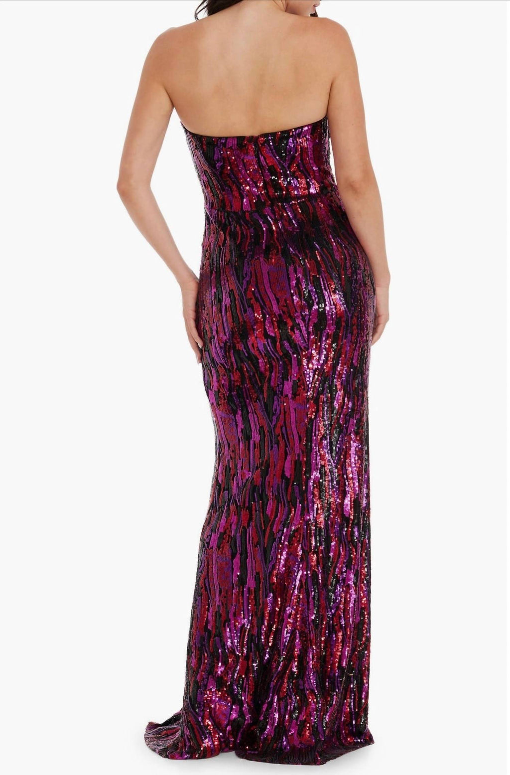 Nikita Sequin Strapless Gown In Fuchsia Multi