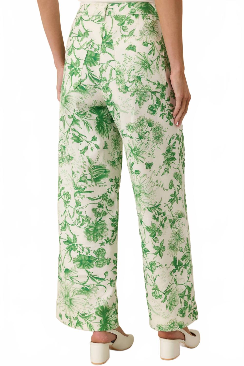 Amelia Wide Leg Pants In Green Toile