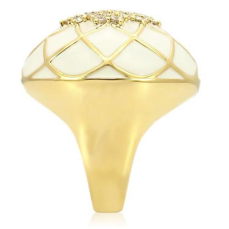 Gold Brass Ring with AAA Grade CZ in Clear
