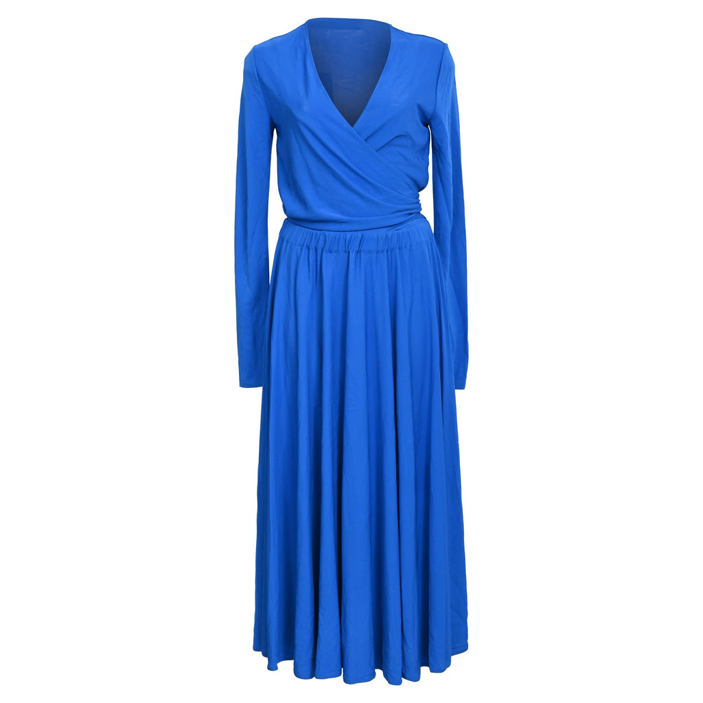 Proenza Schouler White Label Crepe Wrap Dress in Blue Viscose