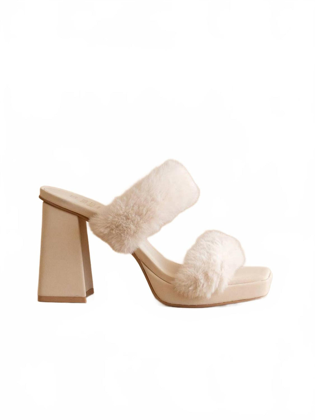 Women's Simone Fuzzy Banded Platform Party Heel In Light Grey
