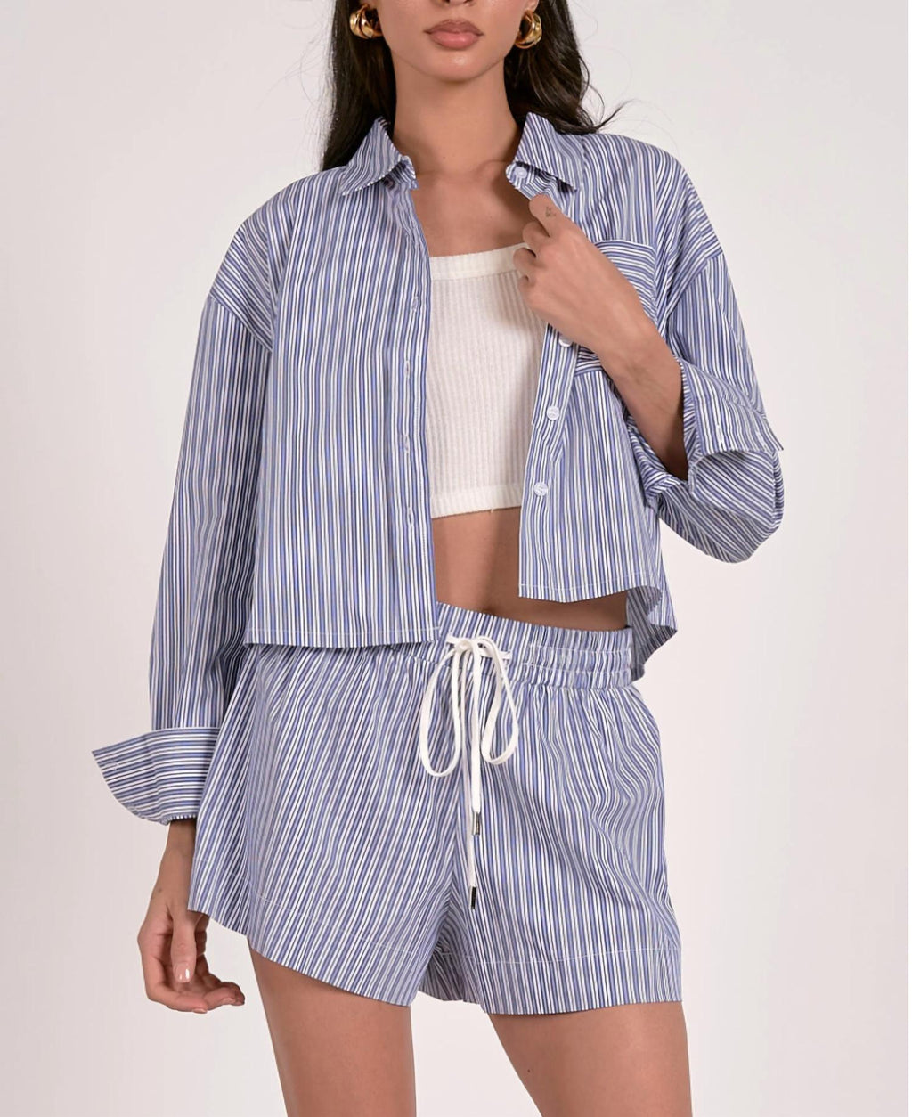 Button Up Top In Blue Stripe