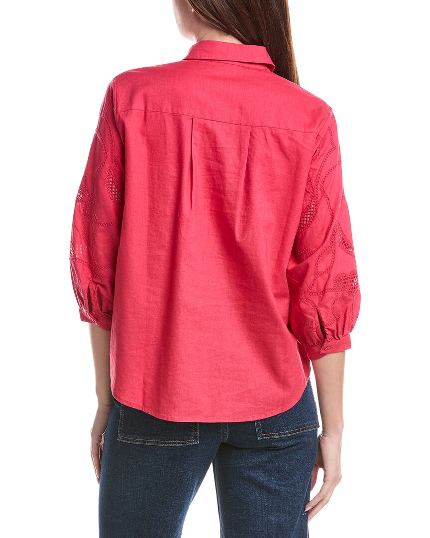 Renuar Woven Button Front Linen-Blend Blouse