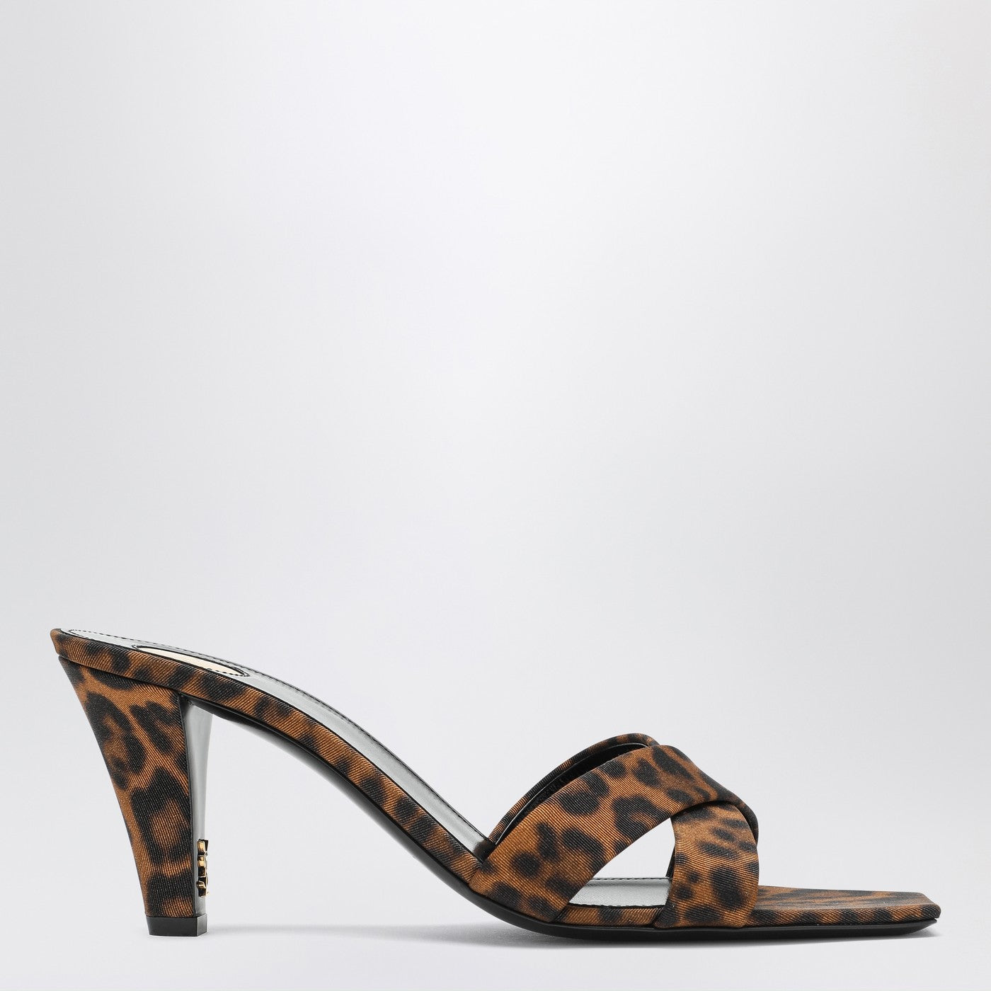 Saint Laurent Mule Jill In Gros-Grain Leopard Print Women