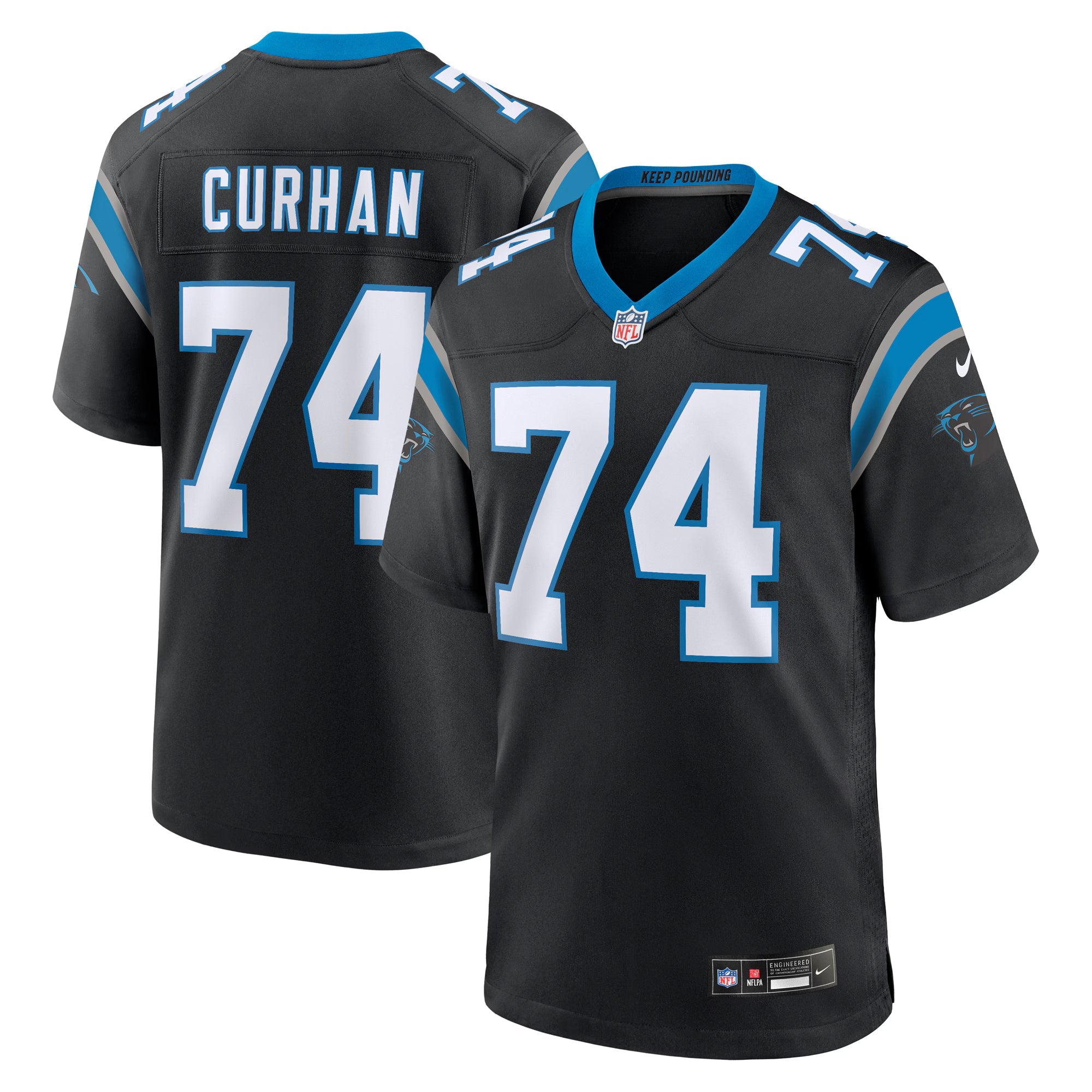 Carolina Panthers Jake Curhan Black Team Game Jersey
