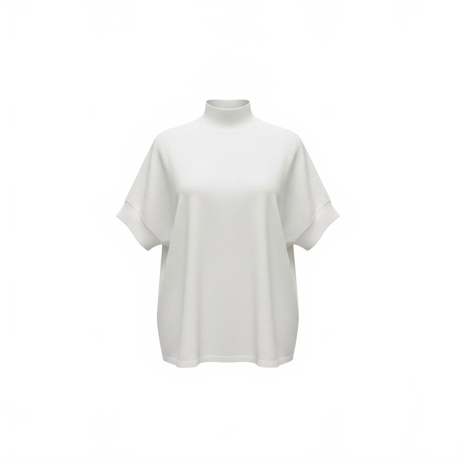 Mock Neck Short Sleeve Top In Cream
