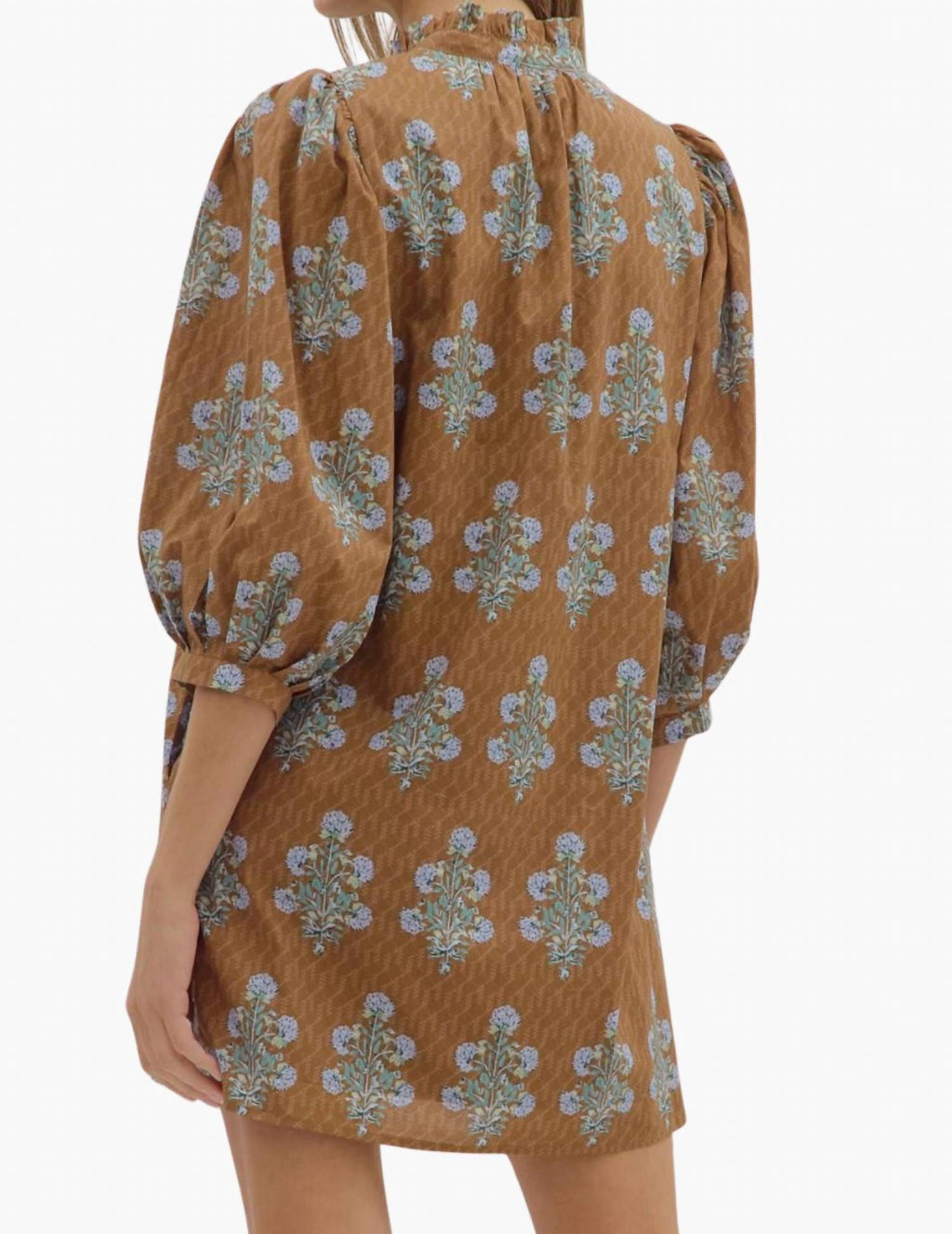 Leena 3/4 Sleeve Mini Dress In Camel