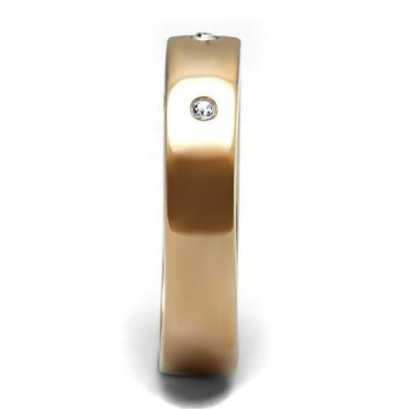 IP Rose Gold(Ion Plating) Stainless Steel Ring with Top Grade Crystal in Clear