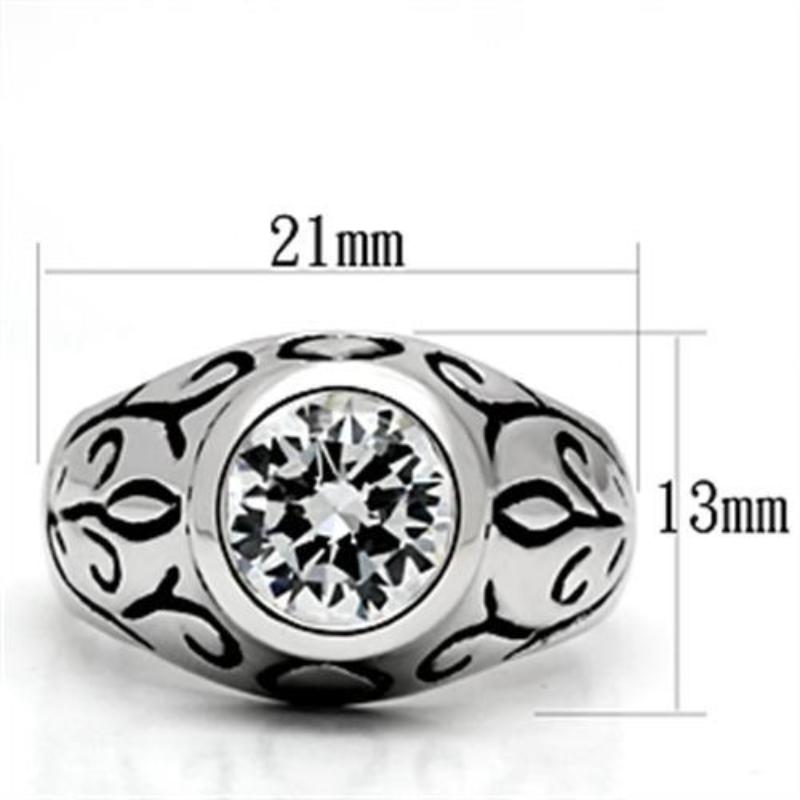 Rhodium Brass Ring with AAA Grade CZ in Clear