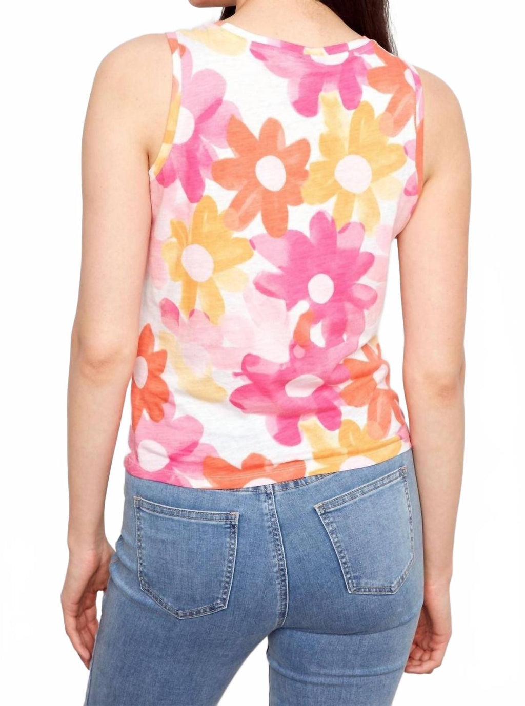 Floral Print Twisted Hem Tank Top In Pink