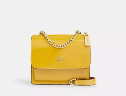 NWT Coach Mini Klare Crossbody Bag In Patent & Smooth Leather Gold/Gold